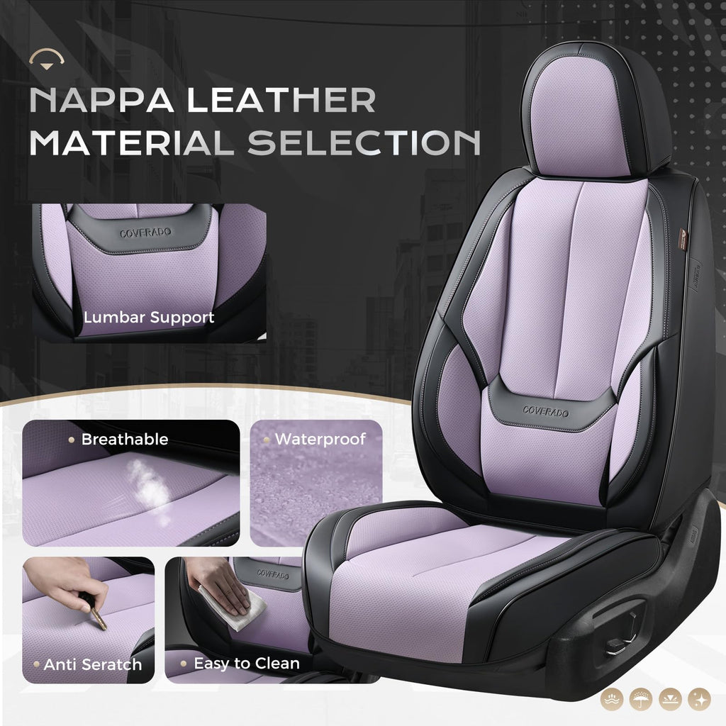 Coverado Car Seat Covers, Seat Covers for Cars, Waterproof Leather Auto Seat Protectors, Leather Car Seat Cushion, Car Interiors Accessories Universal Fit for Most Cars