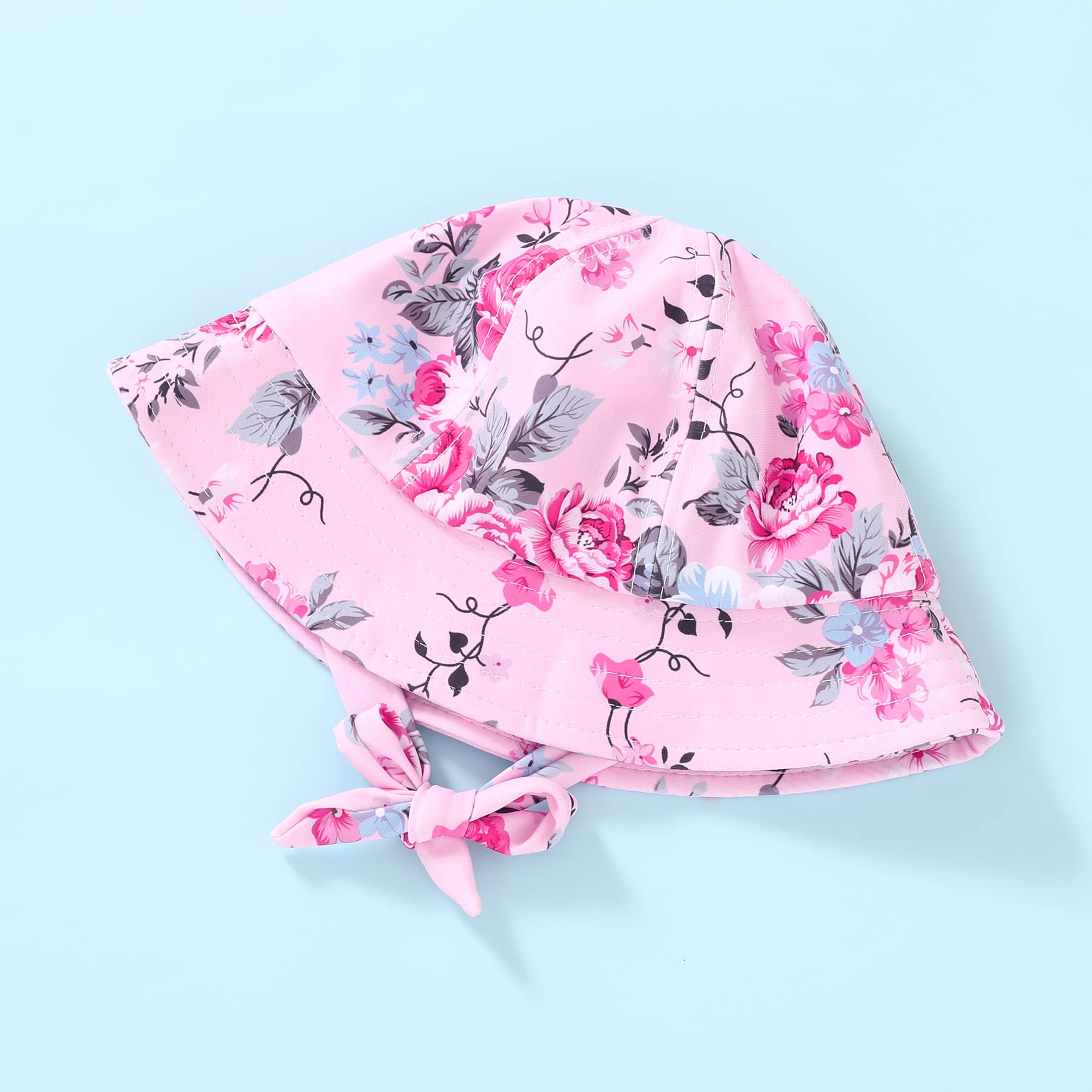 Infant Baby Girl Swimsuit One-Piece Long Sleeve Rash Guard with Hat Set Floral Zipper Bathing Suit Leopard Beach Wear(0-3 Months, Flower#4)