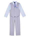 Nautica Boys' 4-Piece Vest Set with Dress Shirt, Tie, Vest, and Pants, Grey Mouse, 4