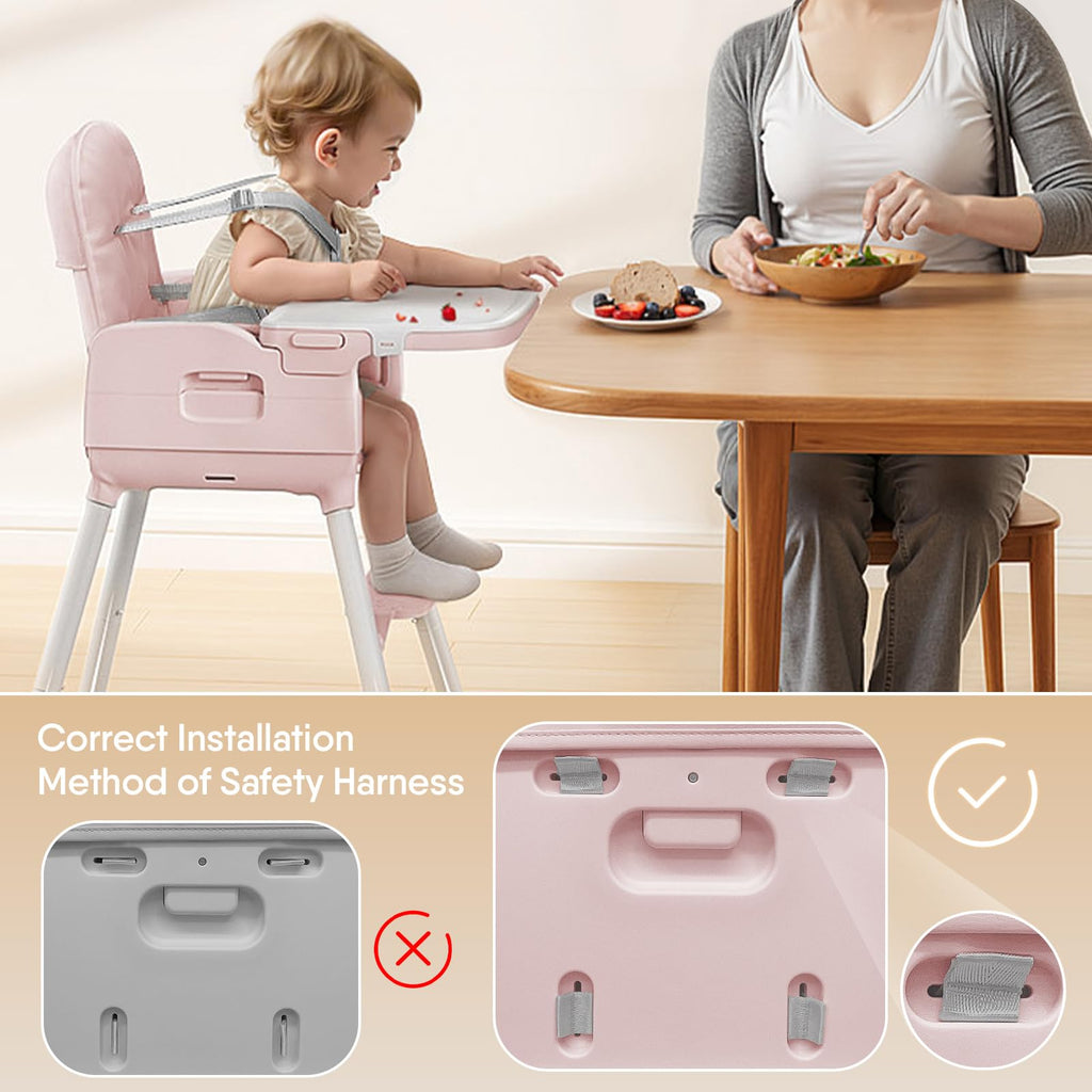 Obee Odee 3-in-1 Portable Baby High Chair for Babies and Toddlers (Pink)