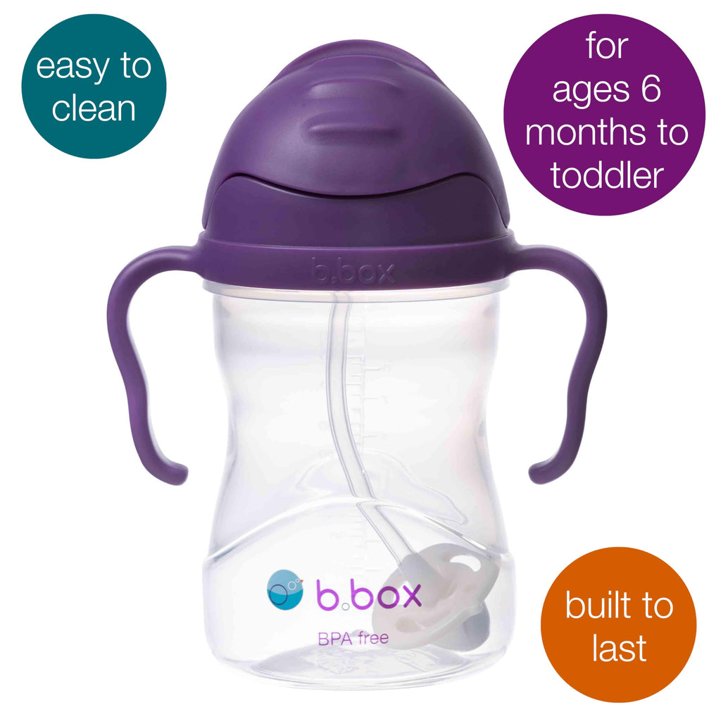 b.box Sippy Cup with Weighted Straw, Toddler Straw Cup, Spill Proof, 8oz