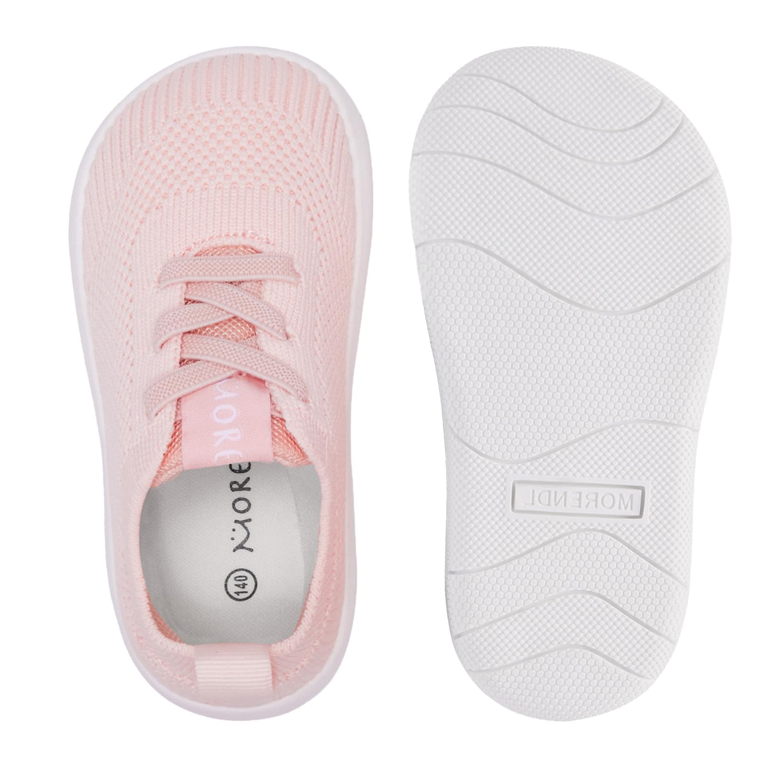 MORENDL Toddler Girl Shoes Baby First Wide Toe Barefoot Walking Shoes Girls Non-Slip Slip On Tennis Sneakers Pink 12-15 Months