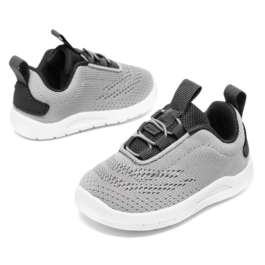 MORENDL Toddler Sneakers Baby Slip On Walking Shoes Non-Slip Breathable Boys & Girls Running Shoes Infant Tennis Shoe Grey Size 9