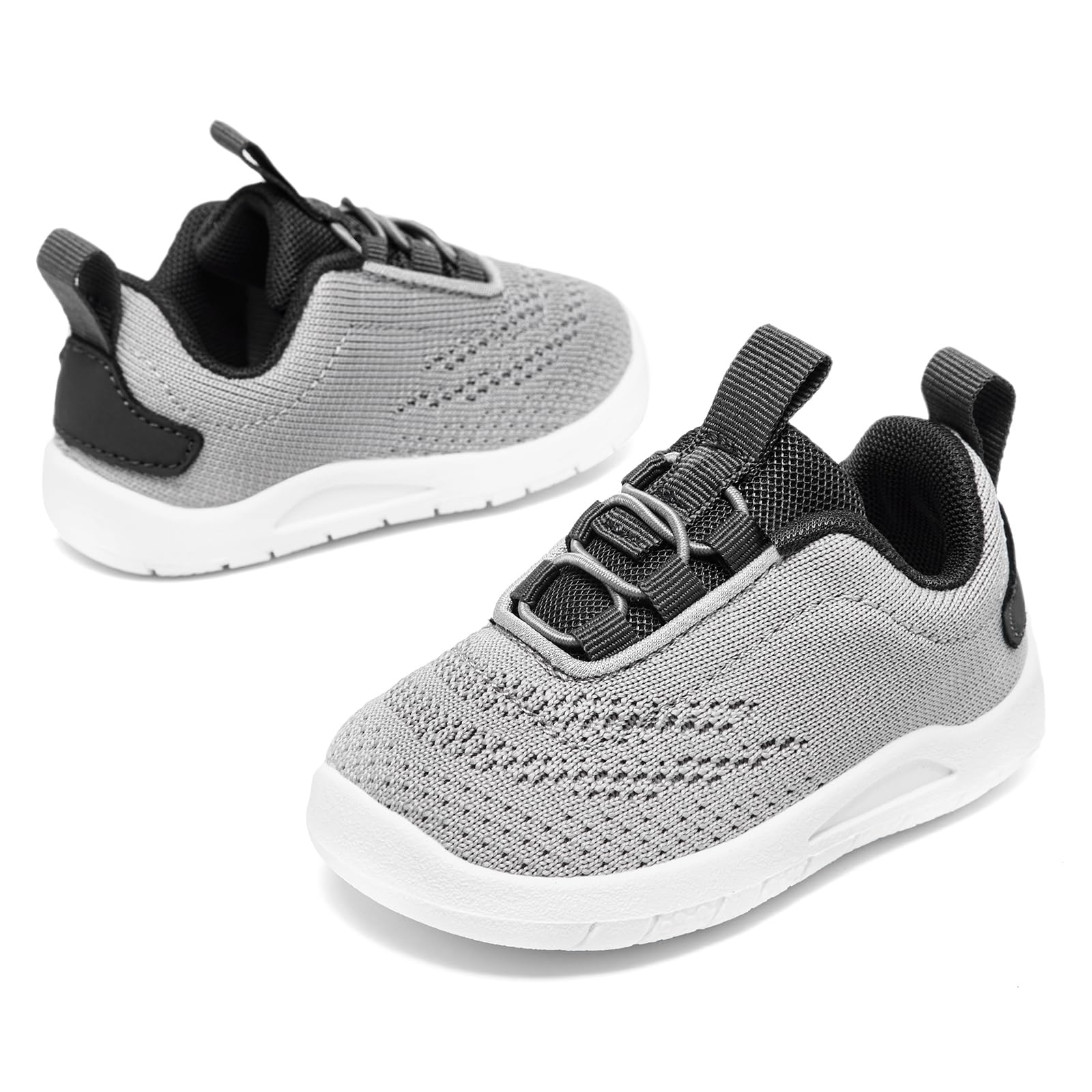 MORENDL Toddler Sneakers Baby Slip On Walking Shoes Non-Slip Breathable Boys & Girls Running Shoes Infant Tennis Shoes Darkgrey 6-9 Months Size 3.5