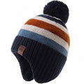 Moon Kitty Baby Boy Winter Hat with Earflaps Fleece Lined Toddler Knit Beanie Cap Cute Bear Kids Pom Pom Snow Hat for Infant Boys Girls