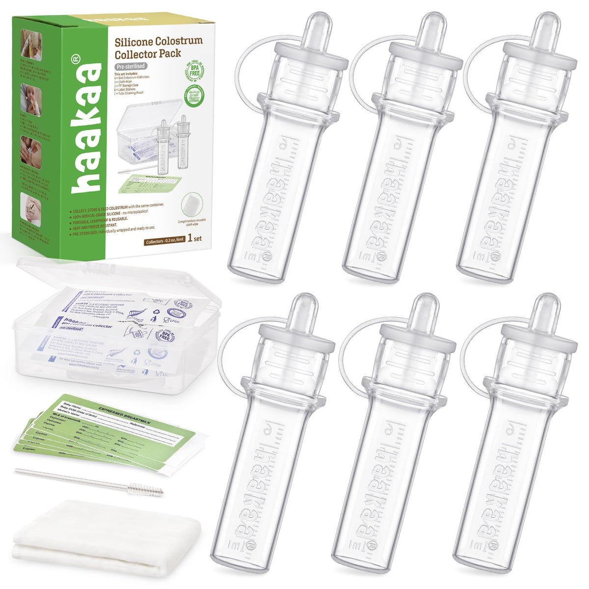 haakaa Colostrum Collector Kit for Collecting & Newborn Feeding, 4ml-12pcs