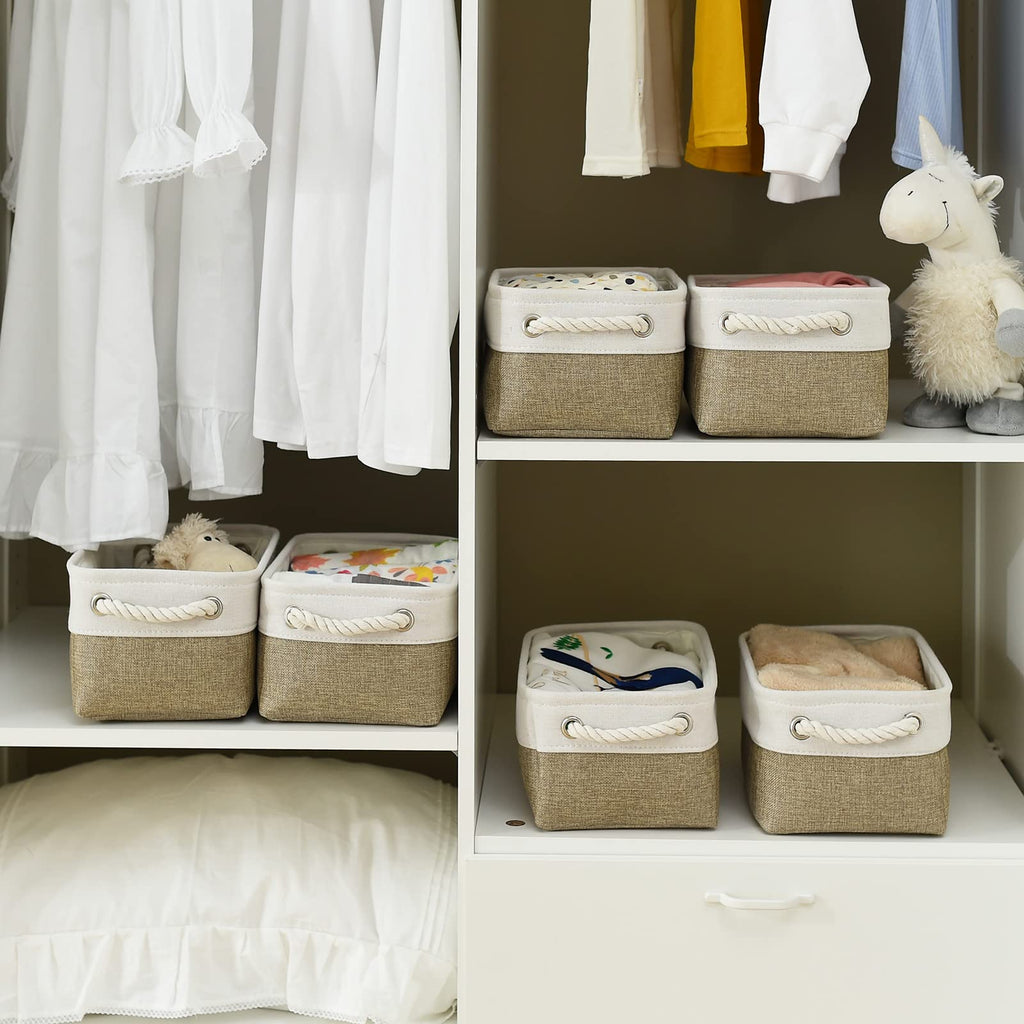 Sacyic Small Storage Baskets for shelves,Fabric Storage Baskets for closet,rectangular Collapsible baskets for organizing clothes,books,gifts