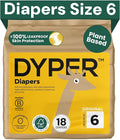 DYPER - Baby Diapers Size 6 (18 Count) - Plant Based Disposable Diapers for Day and Overnight Premium Leak Protection, Skin-Friendly Comfort with Soft Size 6 Diapers (>35 lb)