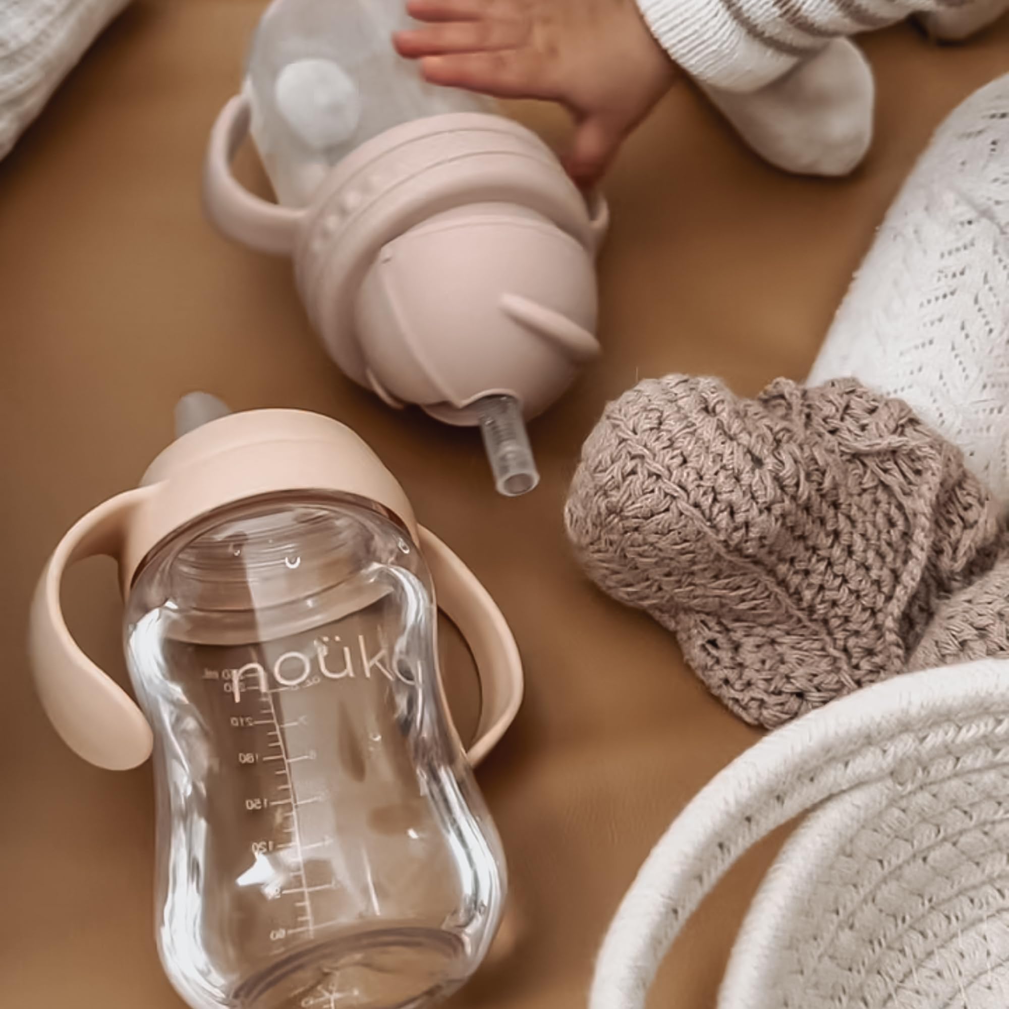 nouka Soft Spout Tritan Sippy Cup | Leak Proof and Easy Grip | Removable Handles | Moss