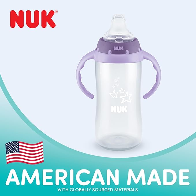 NUK Learner Cup, 5 Oz, Pack of 2, Pink Hearts, Soft Spout, Easy-Grip Handles, BPA Free, Spill Proof, Transition Sippy Cup
