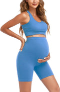 Lataly Women's Maternity 2 Piece Outfit Set - Bra & Shorts for Pregnancy - Yoga workout Lounge Wear Sets