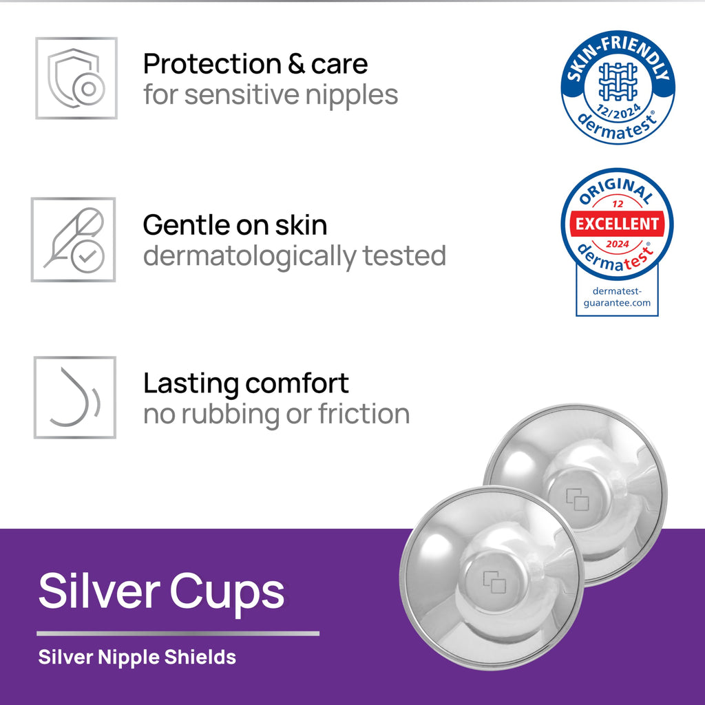 COVERbasics Silver Nipple Shields for Breastfeeding - Nursing Cups (Large)