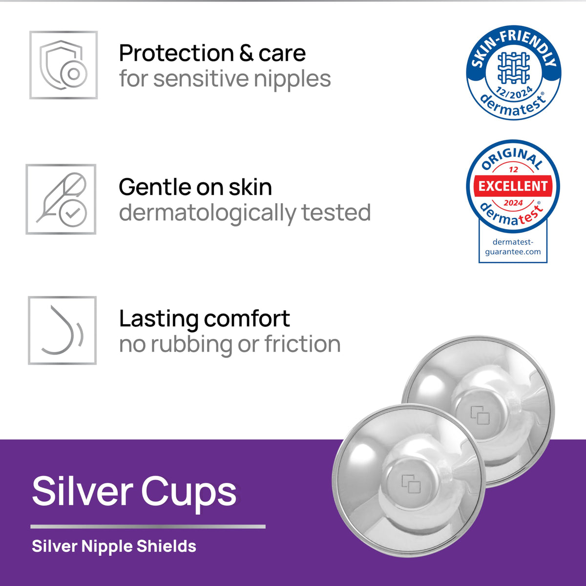 COVERbasics Silver Nursing Cups - Nipple Shields for Breastfeeding (Large)