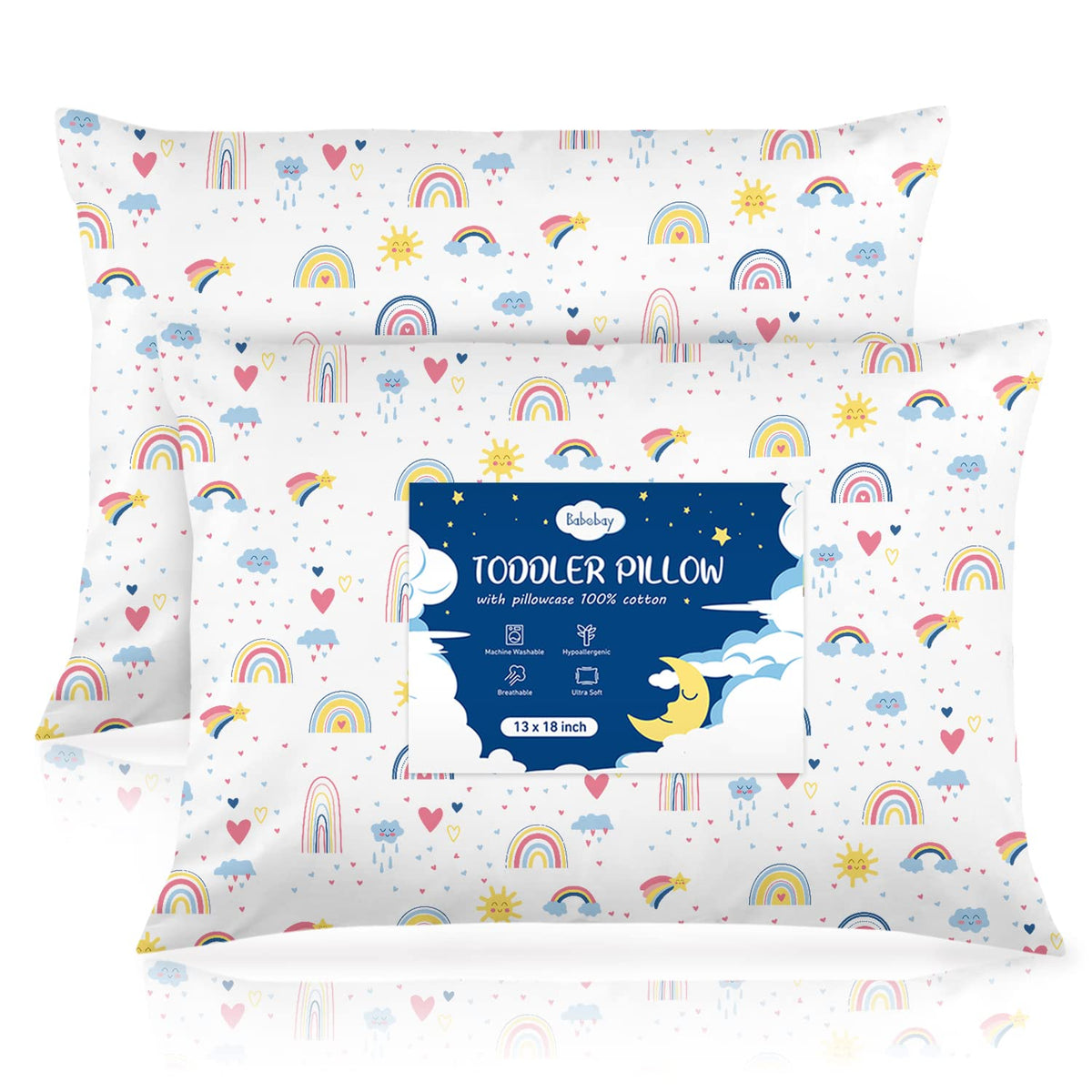 Toddler Pillow,13 x 18 Kid Pillows for Sleeping,Machine Washable Kids Pillow, Perfect for Travel,Toddlers Cot(Not Included Pillowcase)