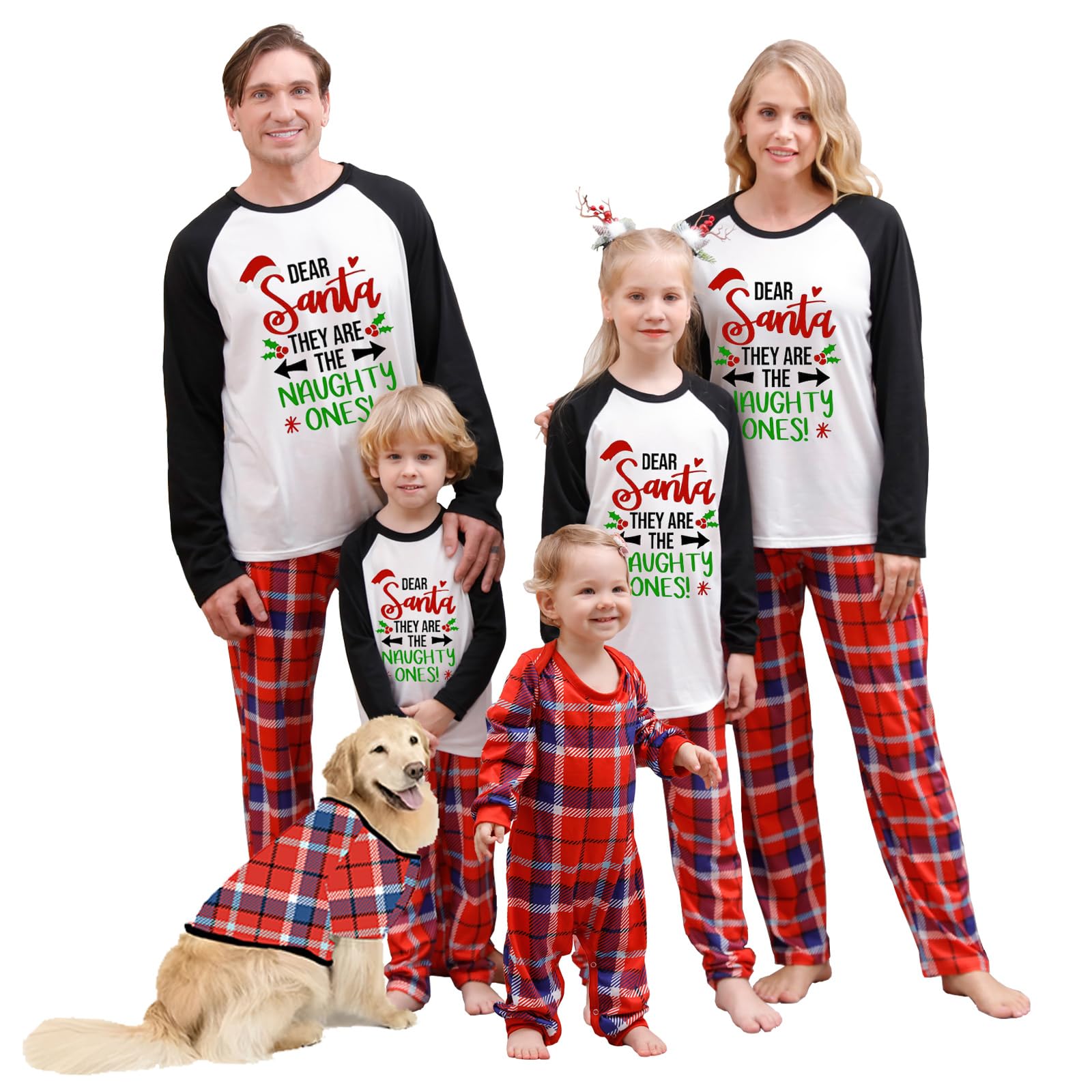 Awoscut Family Christmas Pajamas Matching Pajamas for Family, Xmas PJs Sets Holiday Sleepwear(&q-14, Kids, 6 Years)