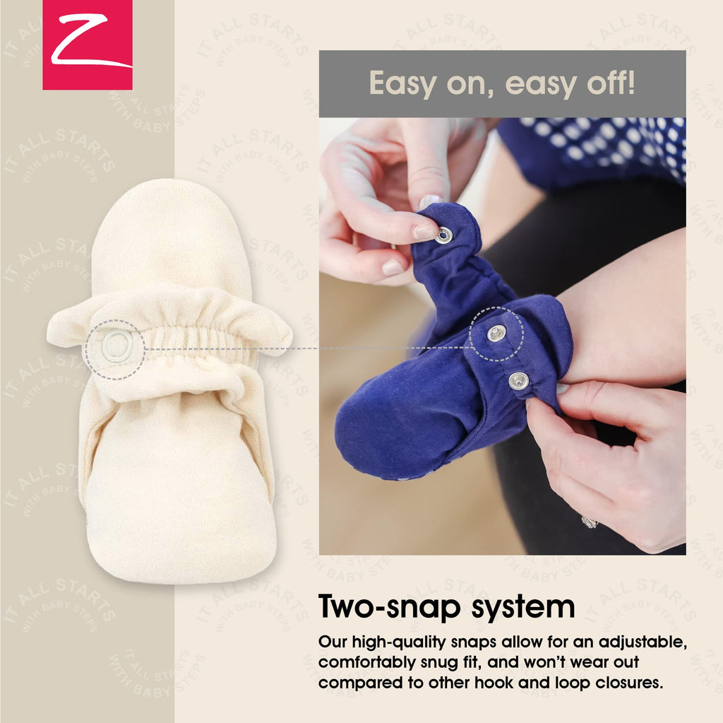 Zutano Unisex Organic Cotton Baby Booties With Gripper Soles, Cream, 6M
