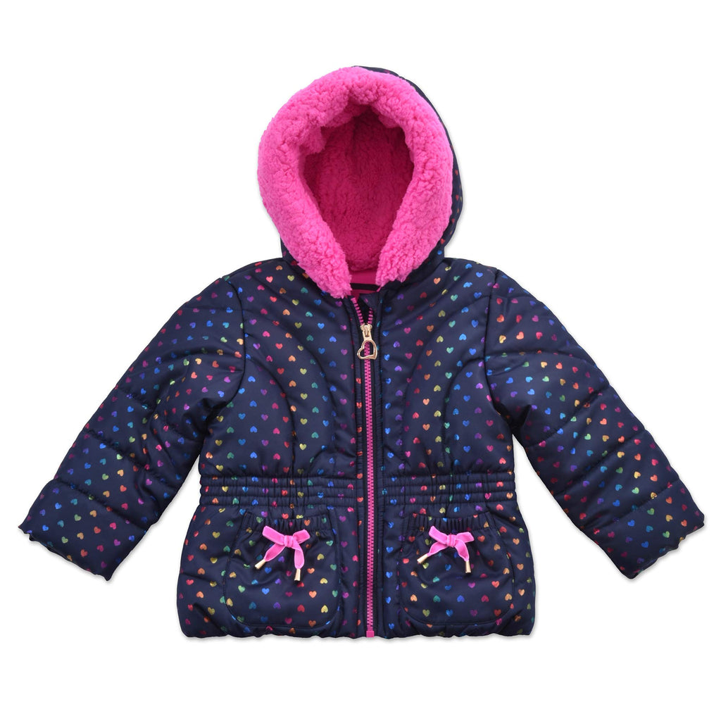 Arctic Quest Little Girls Bib Snow Pants and Ski Jacket Water-Resistant Snowsuit For Kids Winter Jacket For Girls Hooded, Navy/Pink, 3T