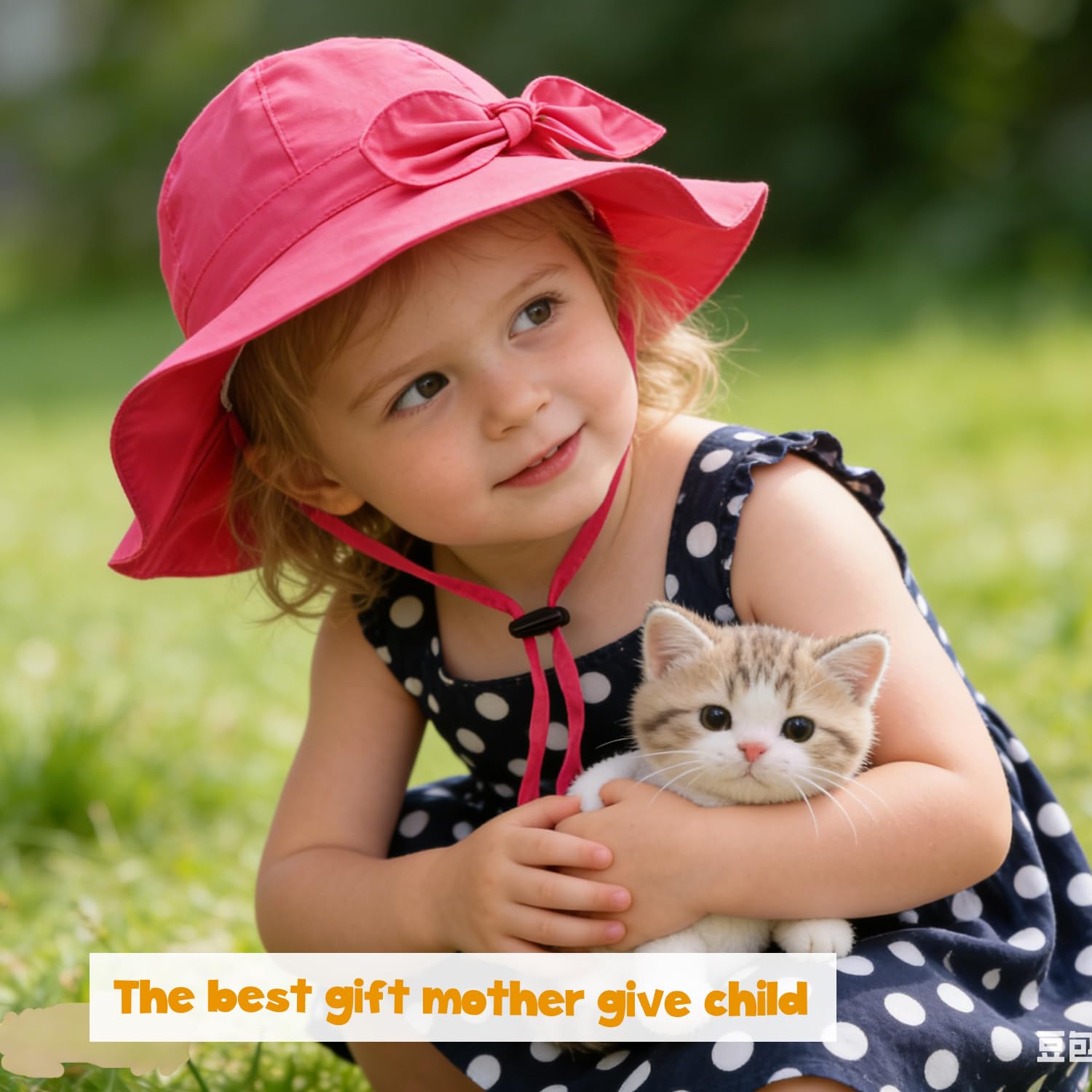 Baby Girl Sun Hat with UPF 50+ Outdoor Adjustable Beach Hat with Wide Brim Bucket Hats (6-12 Months, Rose-red)