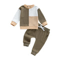 Fufuriprefer Toddler Baby Boy Fall Clothes Waffle outfit Long Sleeve Top Jogger Pant Set (C-Army Green, 12-18 Months)