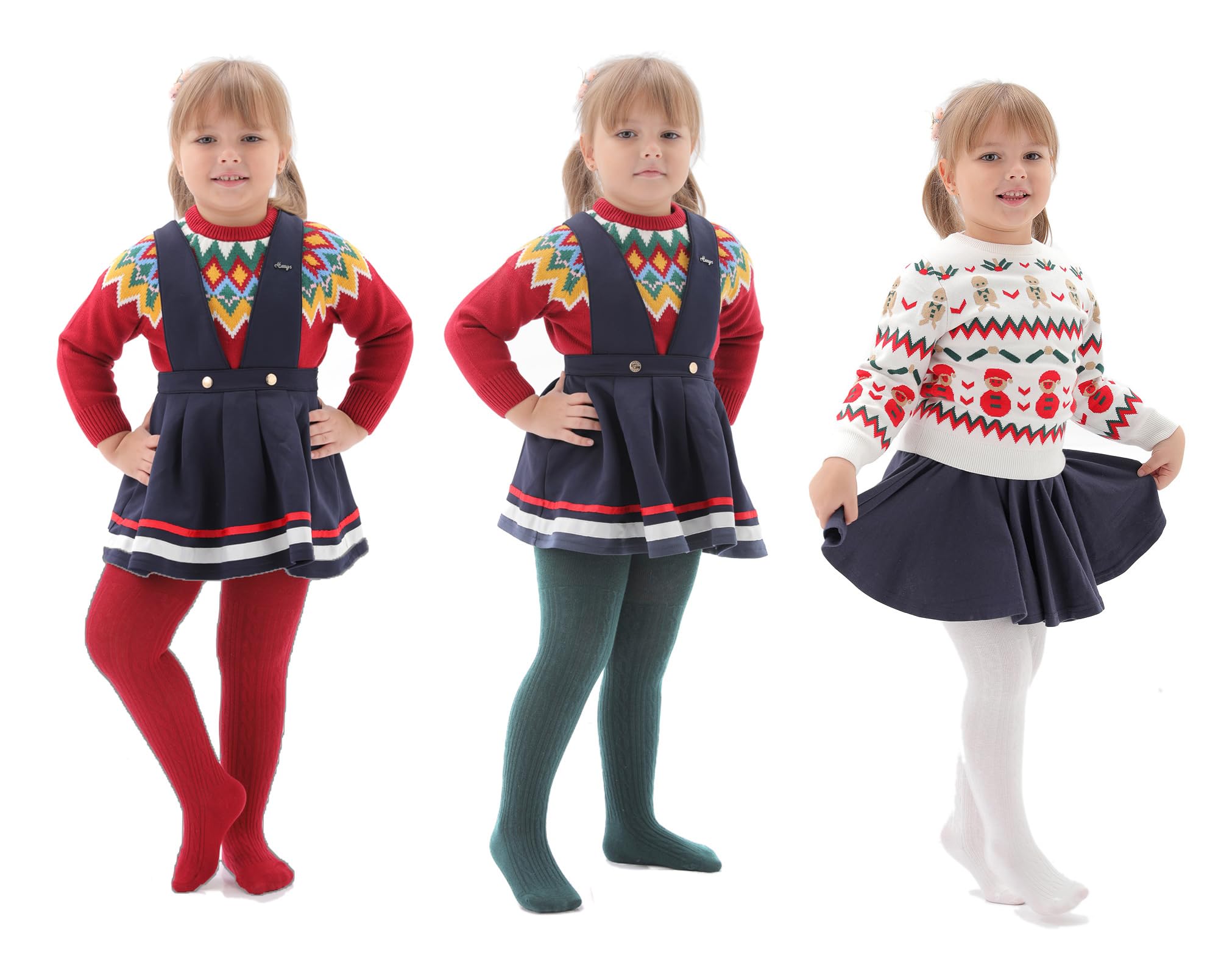 EPEIUS Baby Tights Newborn Girl Seamless Cable Knit Leggings Thick Cotton Stockings Footed Pants Pantyhose Clothes 0-3 Months 3 Pairs Pack,Ivory/Charcoal/Green/Burgundy