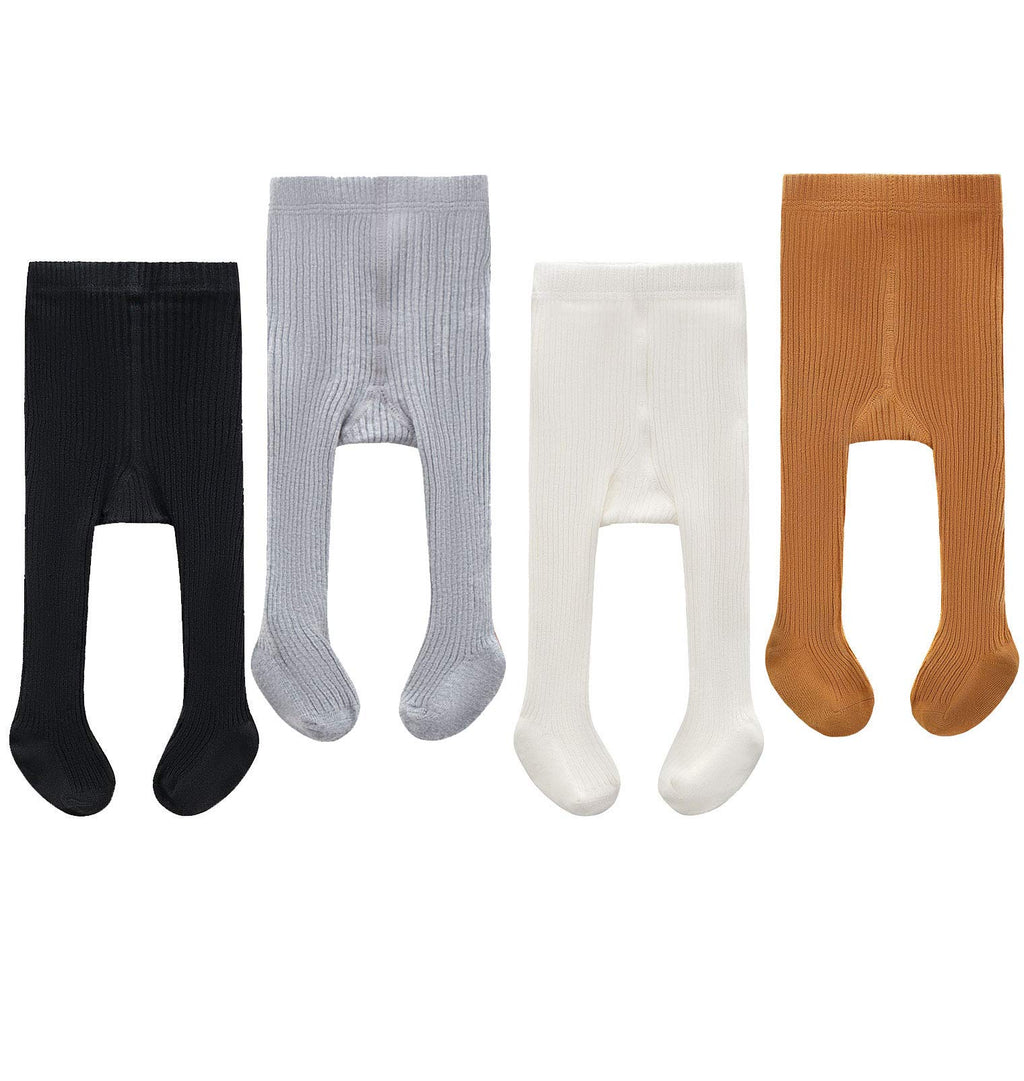 CECORC Baby Girls Tights Toddler Cable Knit Leggings Infants Stockings Cotton Pantyhose，3-6 Months,4Pack,Black/White/grey/Ginger…