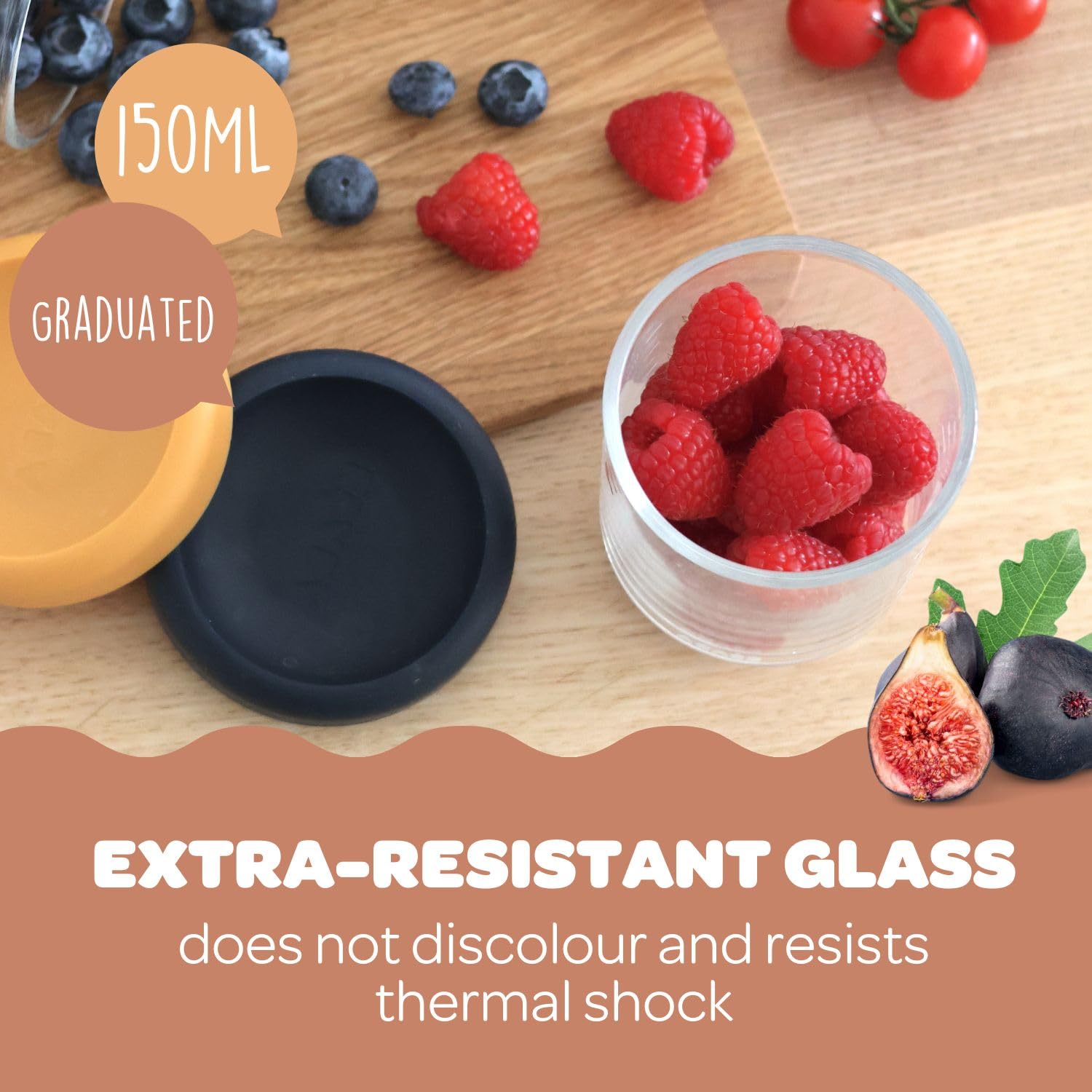 Beaba 2 Pack Glass Baby Food Jars, Freezer, Sterilizer, and Dishwasher Safe, 5 oz Baby Food Storage Jars with Silicone Air Tight Lid, Mineral/Sage