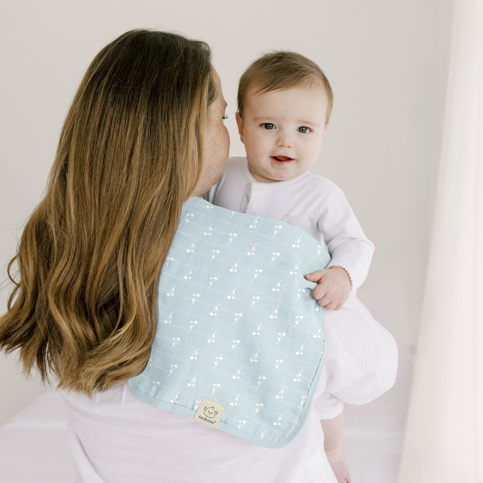 KeaBabies Cotton Muslin Burp Cloths Baby Boy, Girl, 5-Pack 20x10 (Bloom)