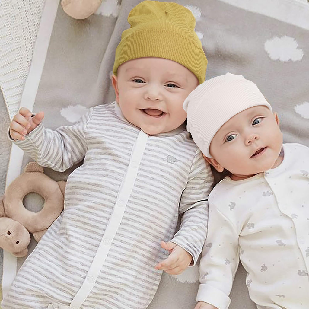 DRESHOW BQUBO 6 Pack Baby Newborn Hats Set for Unisex Infant Newborn Toddler Soft Beanie Hat for Boys Girls 0-3 Months