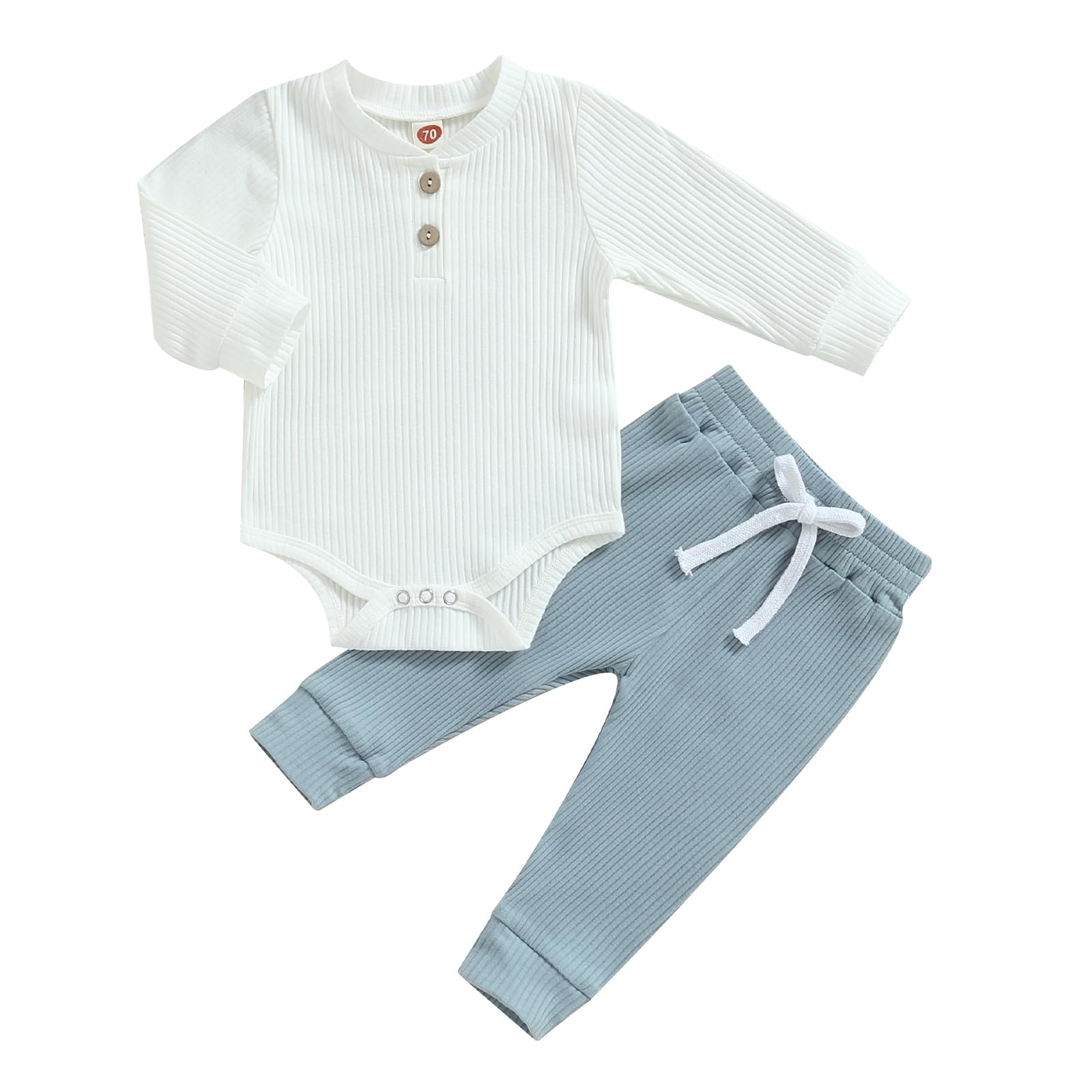 MA&BABY Newborn Baby Boy Clothes Ribbed Knit Long Sleeve Romper Pants Set
