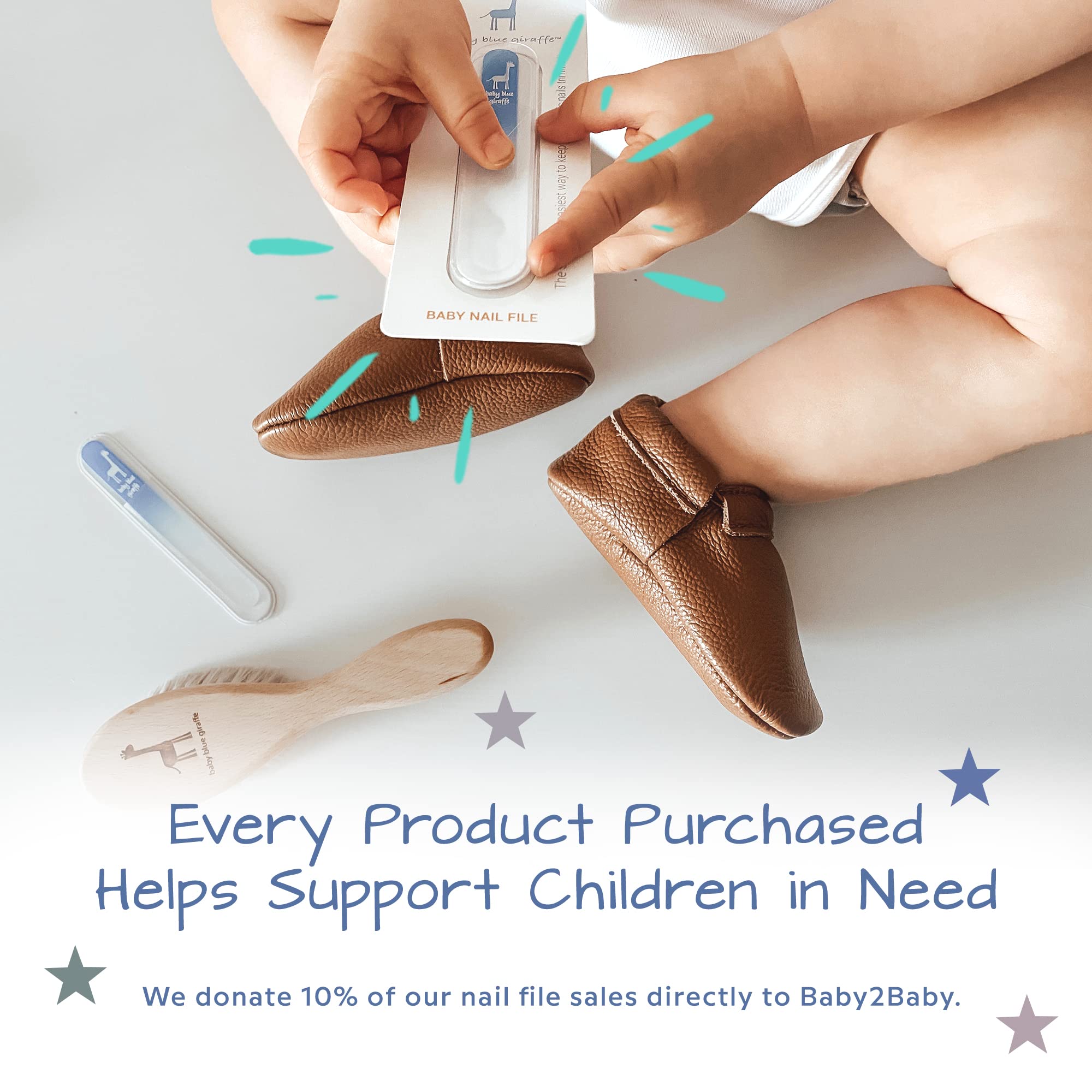 Baby Nail File by baby blue giraffe- Premium European Glass Nail File for Newborns and Babies, Gentle and Effective Alternative to Nail Clippers and Nail Scissors