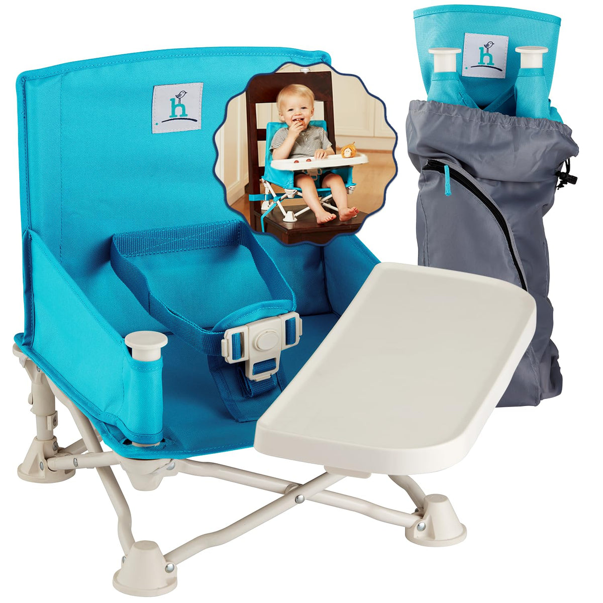 OmniBoost Booster Seat with Tray, Travel High Chair, Baby Chair, Teal