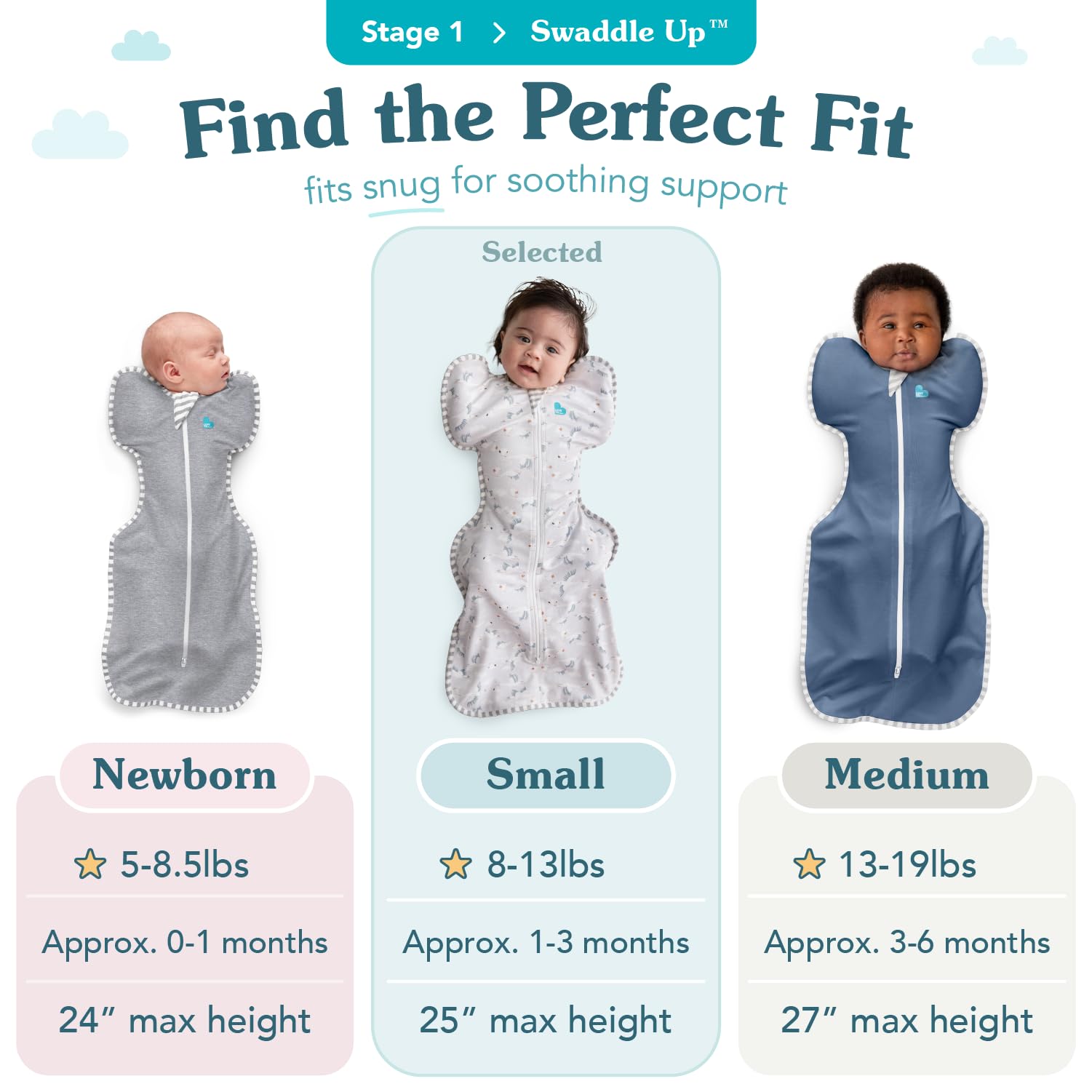 Love to Dream Swaddle UP, Baby Sleep Sack, Self-Soothing Swaddles for Newborns, 8-13 lbs, Secure Fit Helps Calm Startle Reflex, New Born Essentials for Baby, Dusty Blue