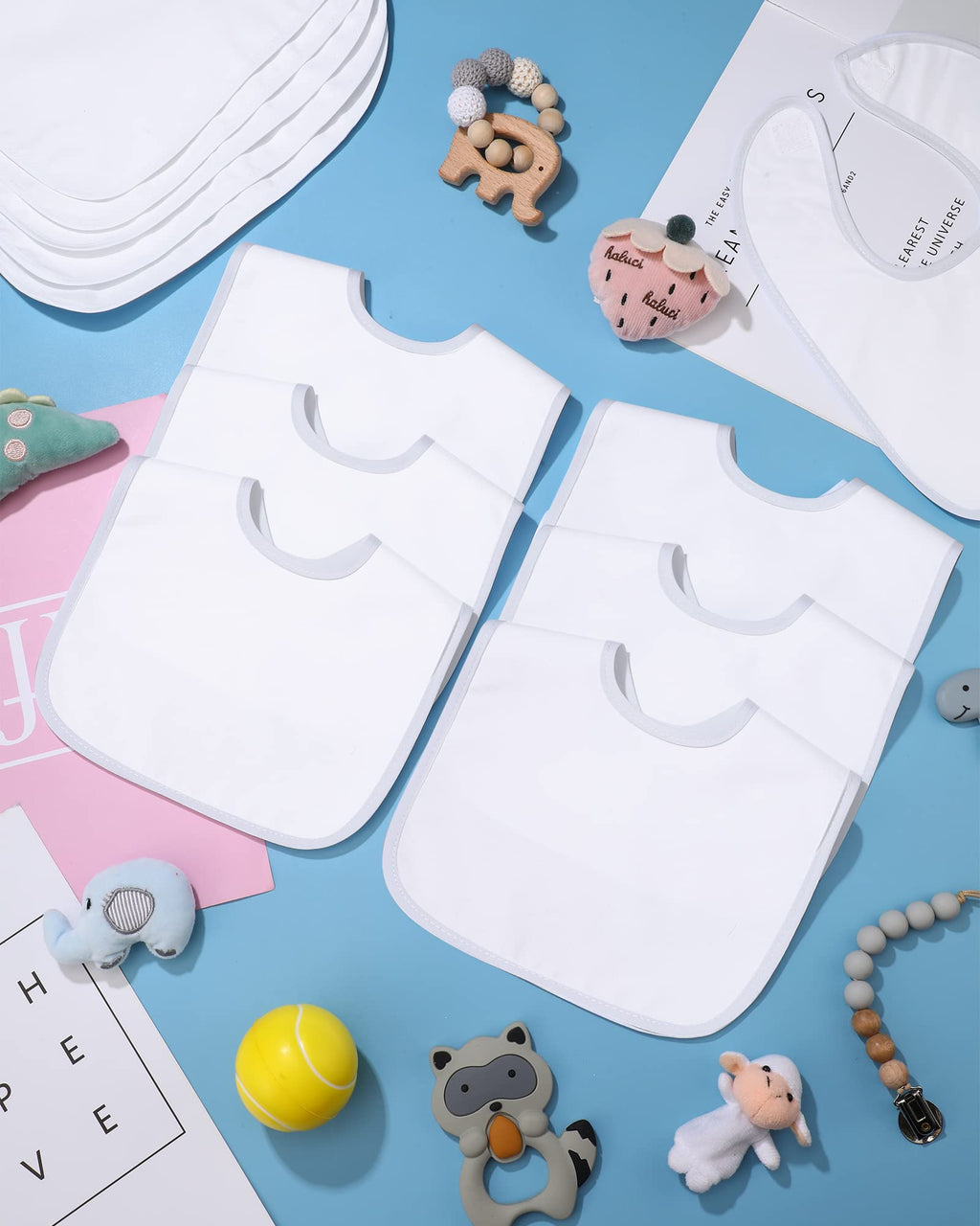 Foaincore 30 Pcs White Bibs Bulk, 2 Ply Waterproof for Baby Shower DIY