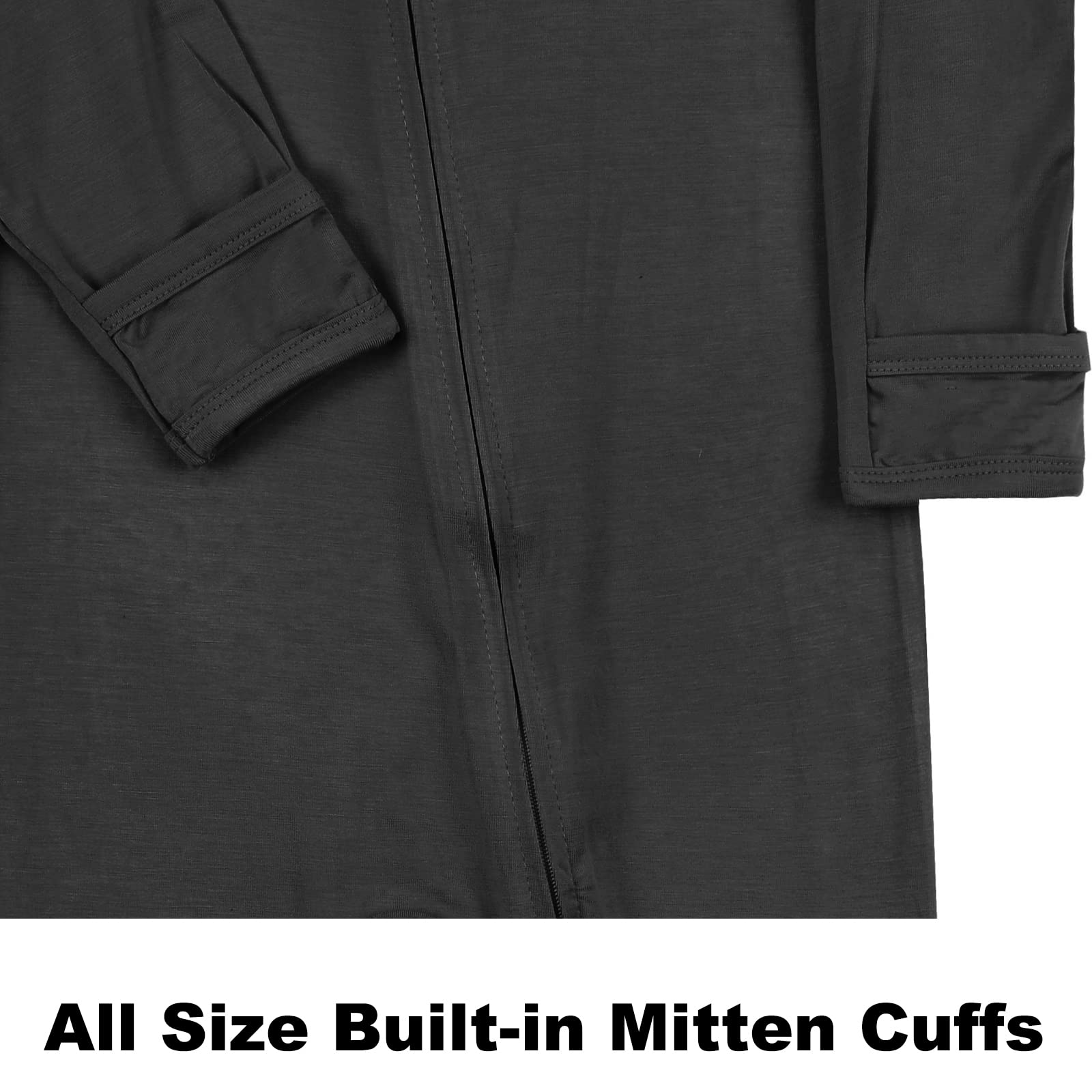 Aablexema Baby Footless Pajamas Zipper with Mitten, Rayon from Bamboo, Infant Long Sleeve Romper Pjs (US, Age, 12 Months, 18 Months, Dark Grey)