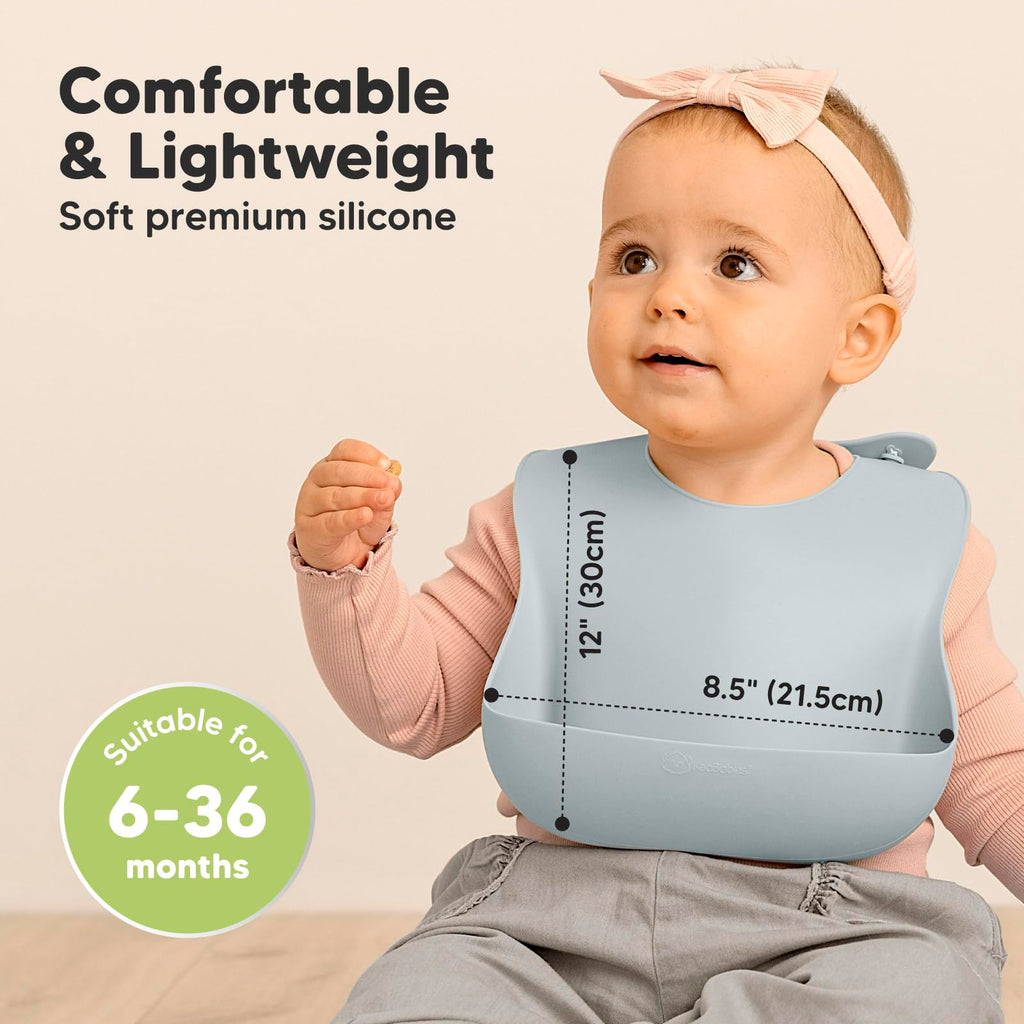 KeaBabies 2-Pack Silicone Bibs for Babies, Toddlers Girl, Boy (Alps)