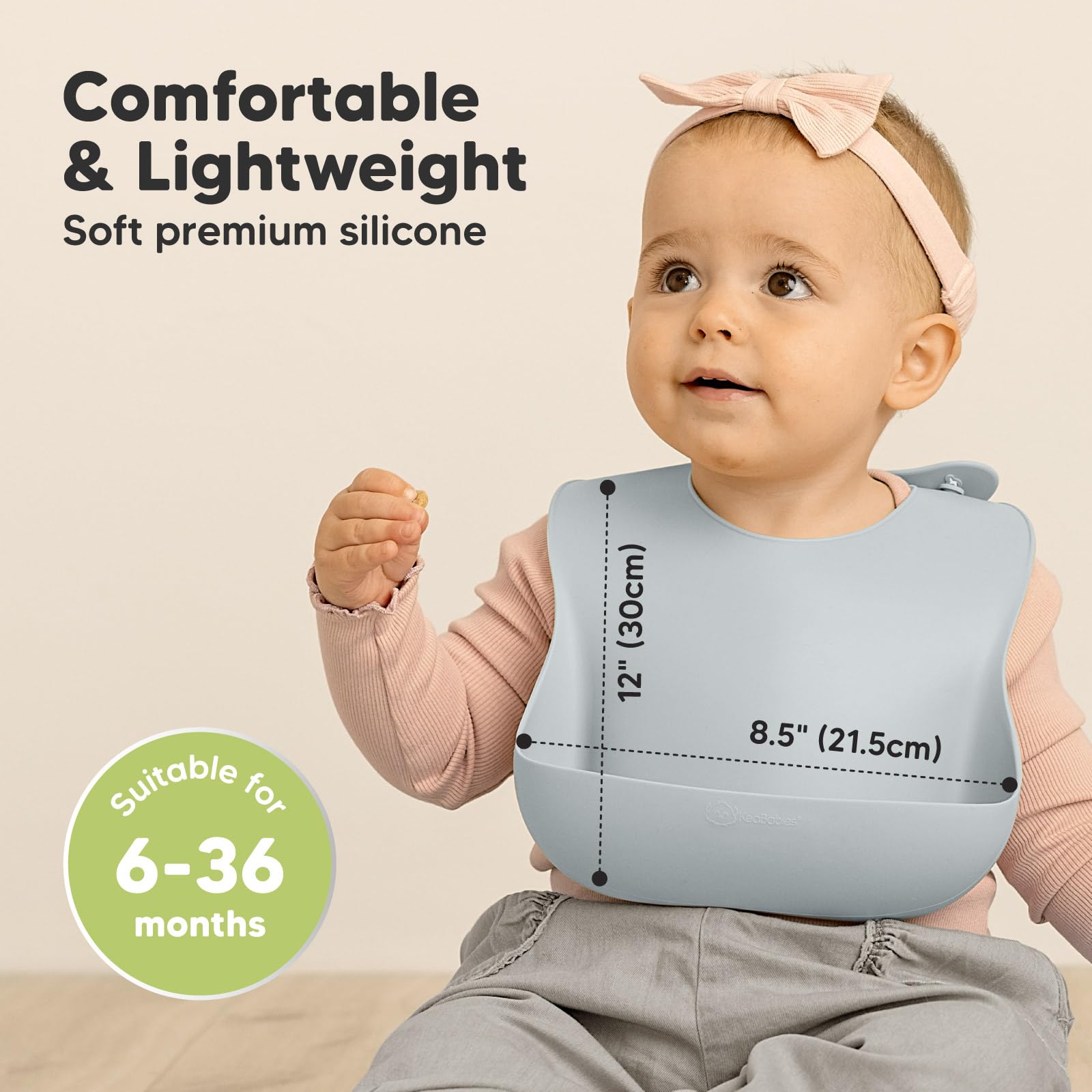 KeaBabies 2-Pack Silicone Bibs for Babies, Toddlers Girl, Boy (Alps)