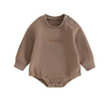 VISGOGO Newborn Infant Baby Boy Oversized Romper Sweater Bodysuits Coming Home Outfit Neutral Clothes (Bubs-Mocha, 3-6 Months)