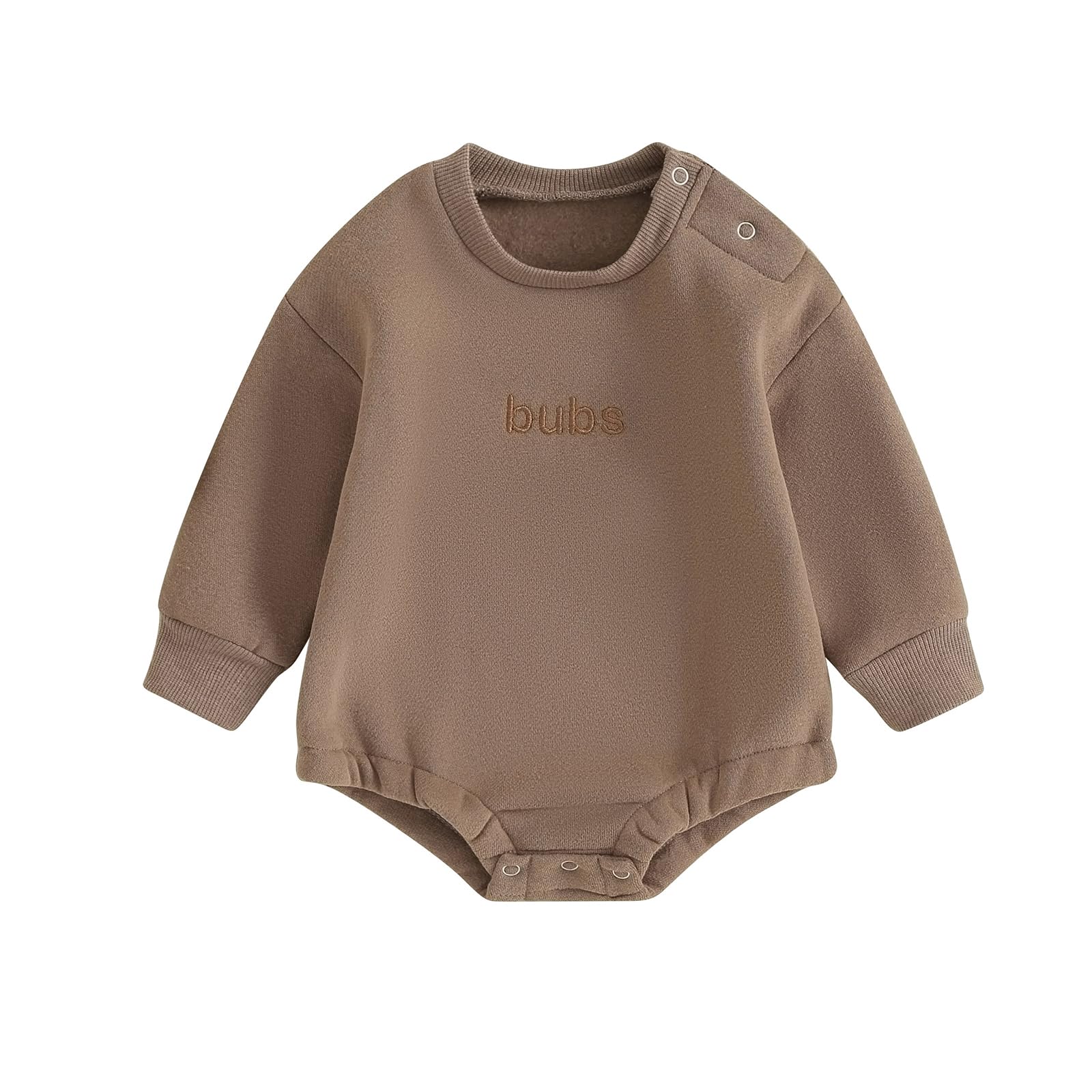 VISGOGO Newborn Infant Baby Boy Oversized Romper Sweater Bodysuits Coming Home Outfit Neutral Clothes (Bubs-Mocha, 3-6 Months)