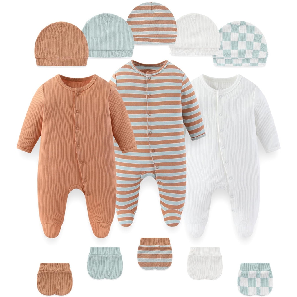 falianni Unisex Baby Clothing Set Footed Rompers Hats Gloves