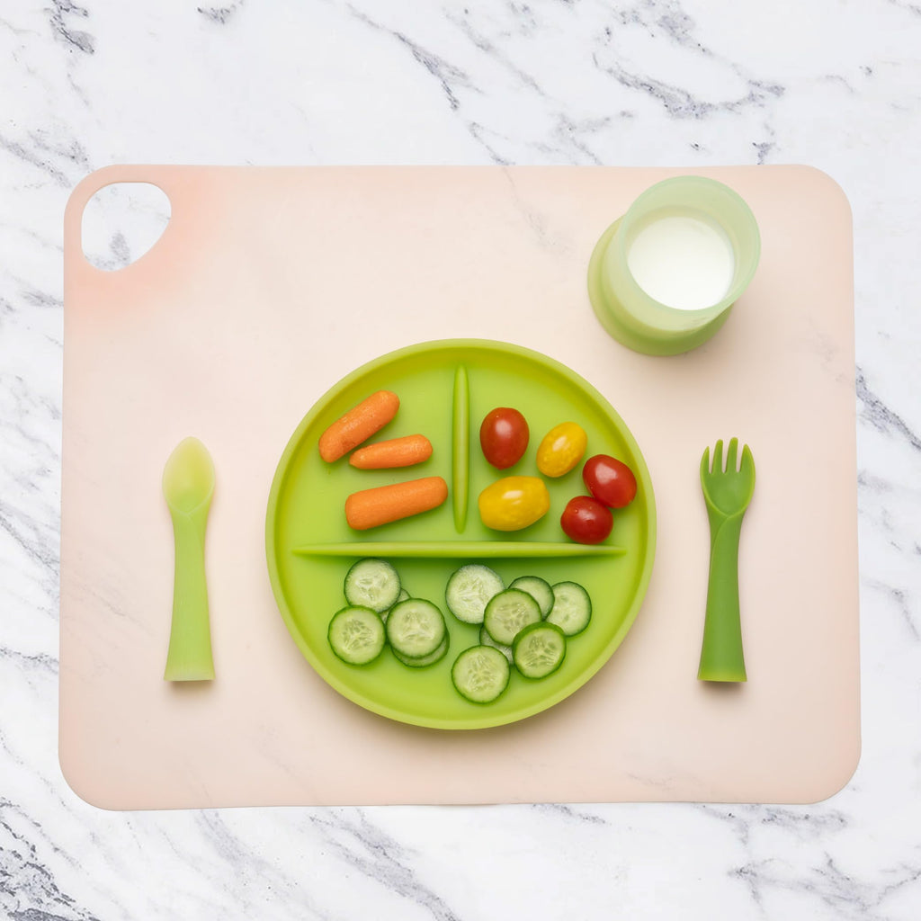 Olababy Fold N Go Silicone Placemat w Travel Case | Dishwasher Safe, BPA Free, Non-Slip, Waterproof | Mini Dining Mat for Infants, Babies, Toddlers and Kids (1, Lilac)