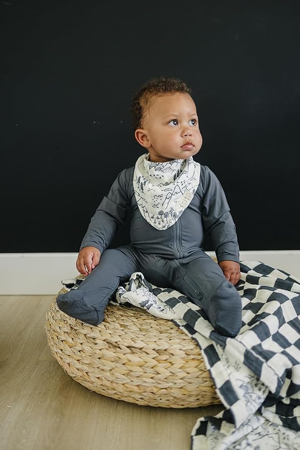 Mebie Baby Muslin Cotton Bib, 3 pack, Baby Bib Set for Burp, Spit Up, Drool, Bandana Bibs for Baby Boy or Baby Girl