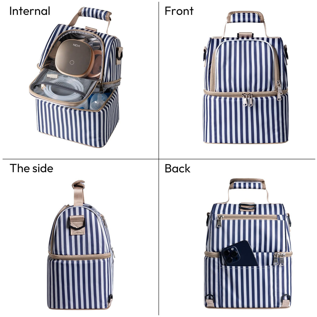 NCVI Breastmilk Bag with 2 Ice Pack, Keep Food Warm/Cold (Stripe)