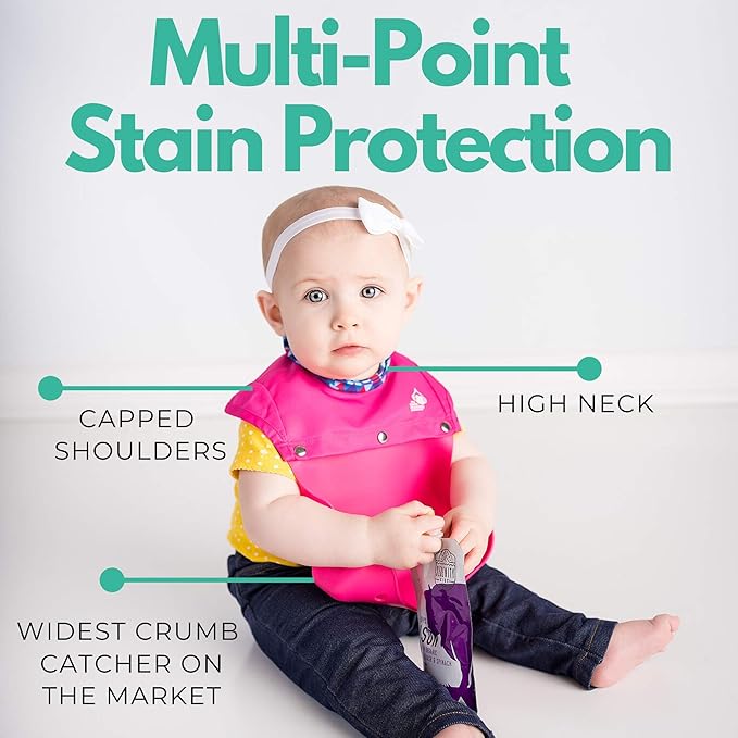 Only High Neck Baby Bib Made from Premium Food-Grade Silicone - Waterproof Design Keeps Your Little One Dry and Clean Protecting Their Clothes from Spills and Stains.
