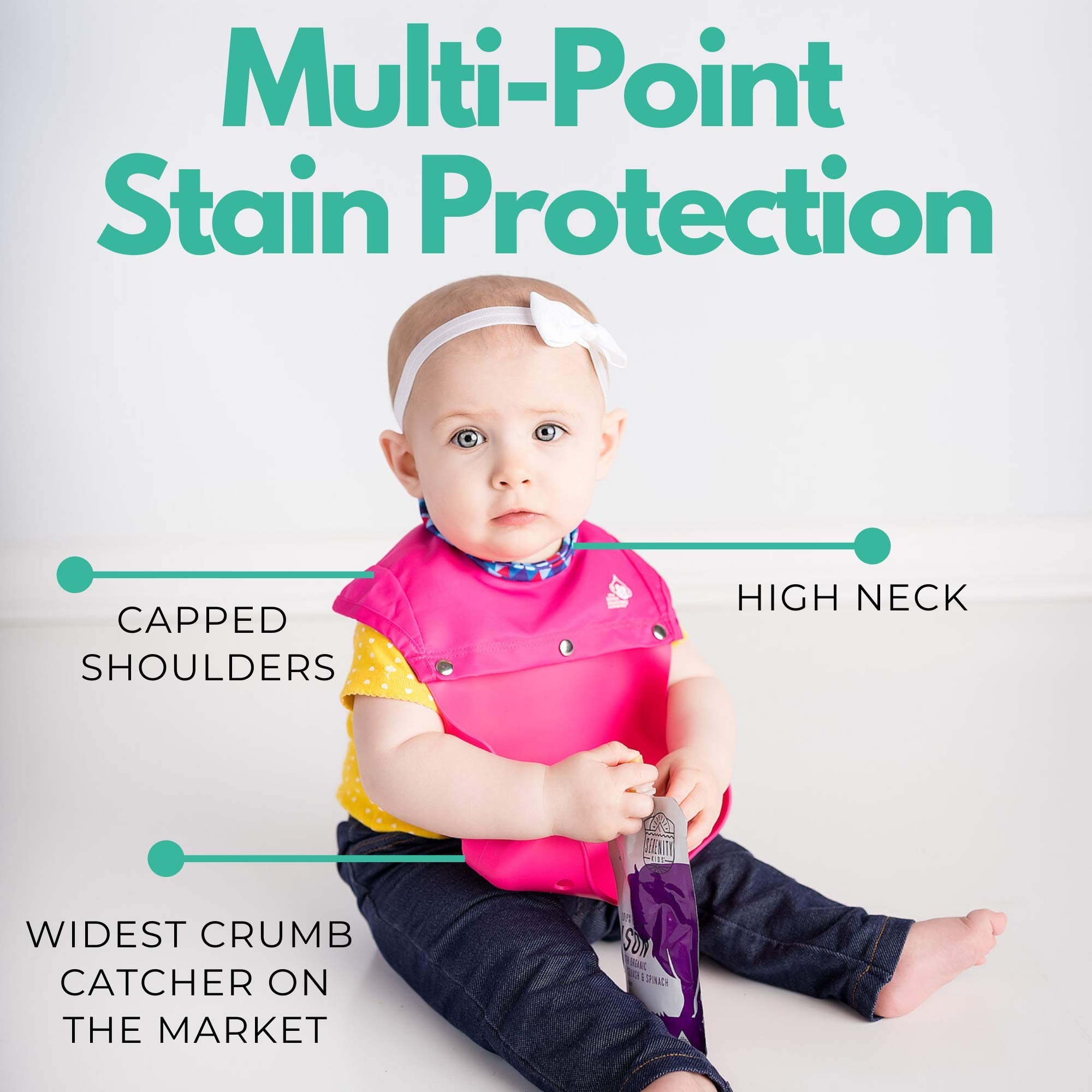 The Little Monkey Company Silicone Bibs for Babies and Toddlers - Wipes Clean in Seconds Waterproof Bib Protects from Every Mess - Made with Premium Materials