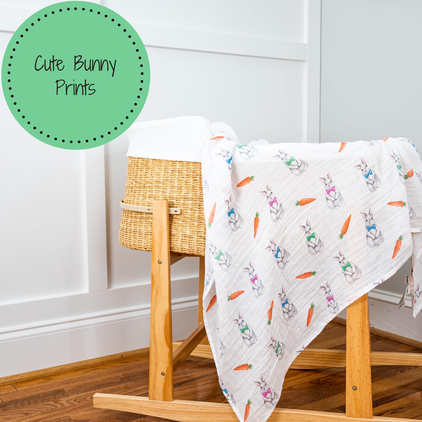 LollyBanks Muslin Swaddle Blankets, 100% Organic Cotton Swaddle Blanket