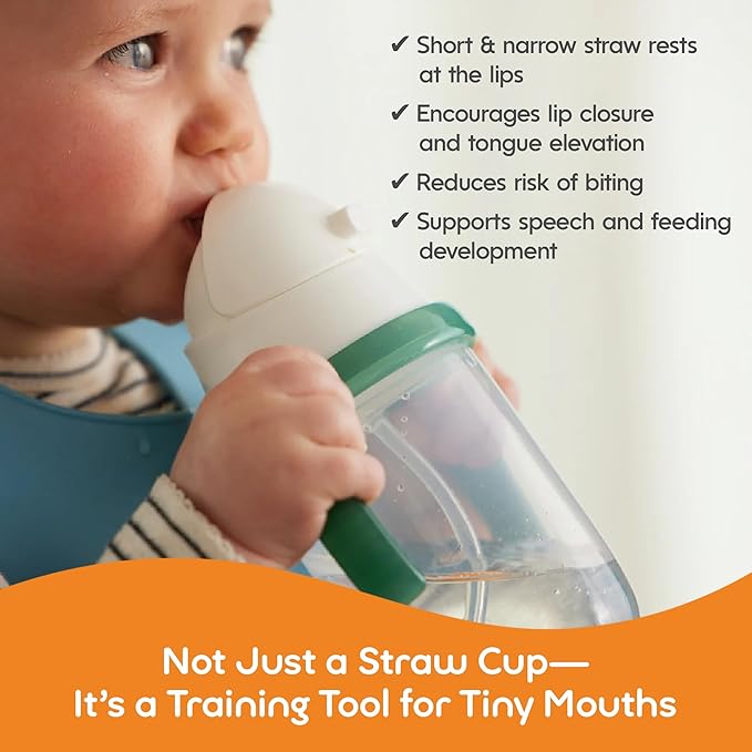 NumNum Baby Straw Cup, Weighted Straw Cup, Spill Proof Sippy Cups with Straw for 6-12 Months, Toddler Drinking Cups, Baby Essentials (1-Pack, Blue)