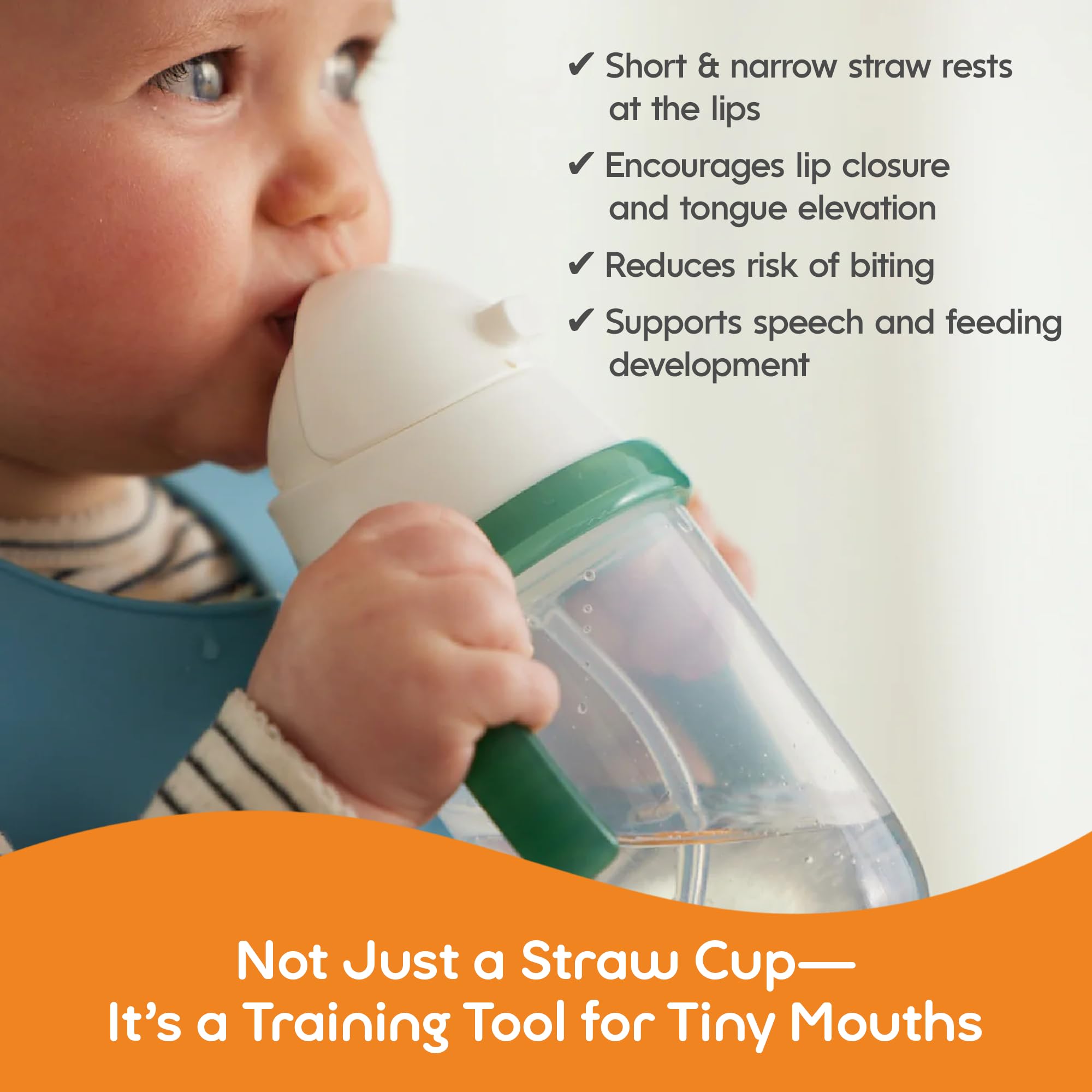 NumNum Baby Straw Cup Weighted Sippy Cup 6-12 Mo, 1-Pack Orange