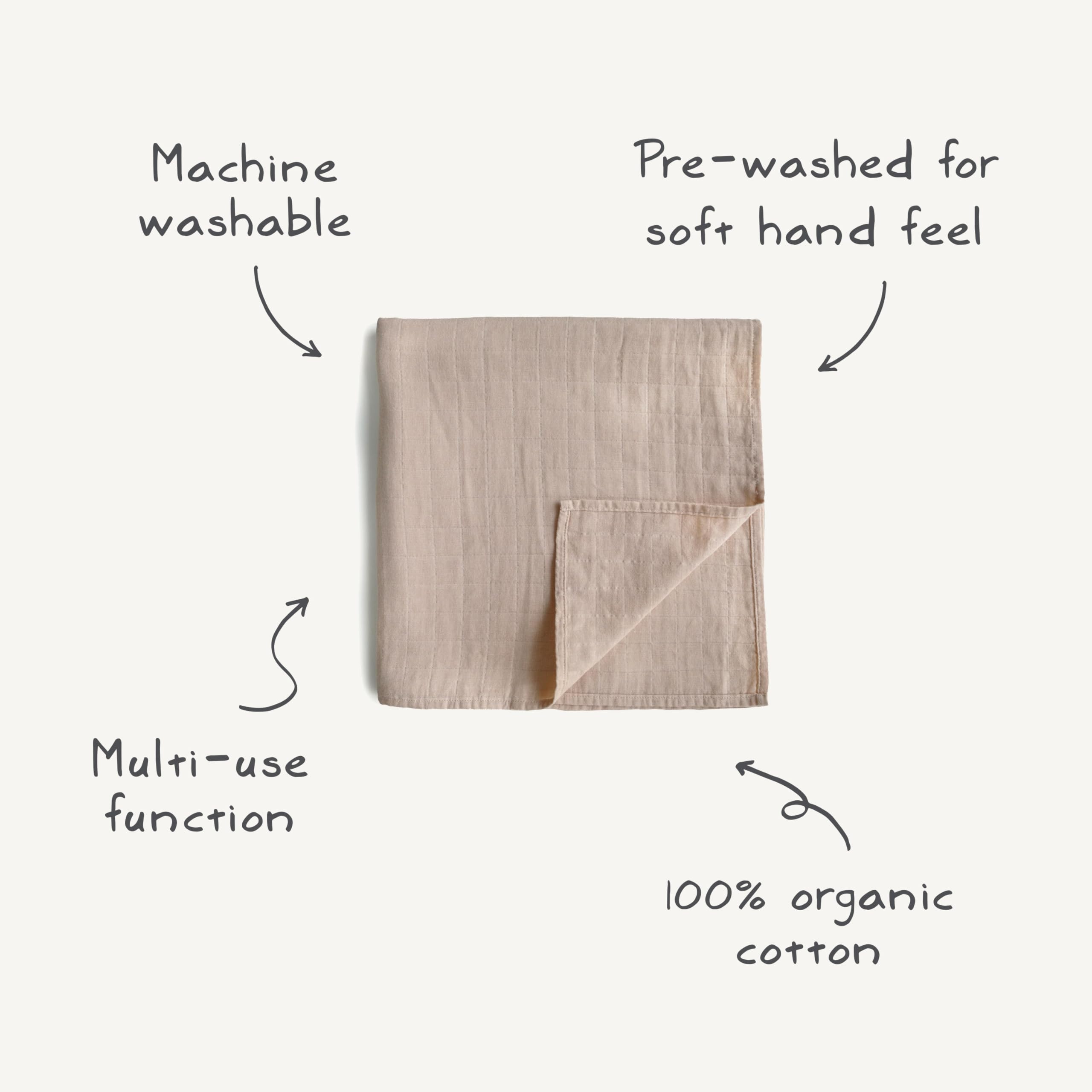 mushie Muslin Baby Swaddle Blanket | 100% Organic Cotton (Falling Stars)
