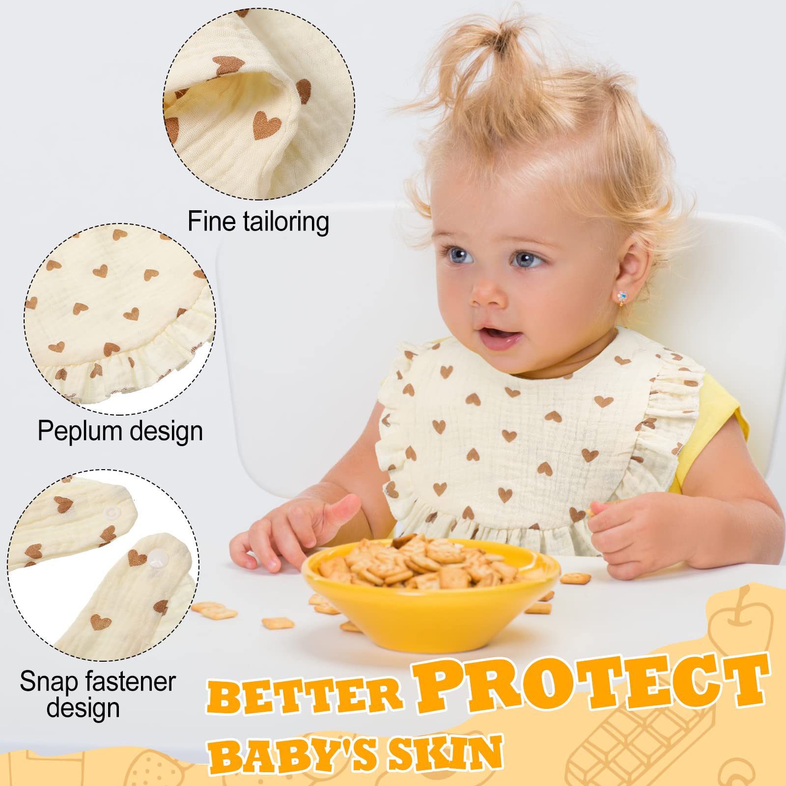 Mepase 10 Pcs Large Muslin Baby Girl Bibs Drool Teething Bibs Lap Shoulder for Boy Girls Teething(Fresh Colors)