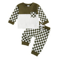 Fufuriprefer Toddler Baby Boy Fall Clothes Waffle outfit Long Sleeve Top Jogger Pant Set (B-Army Green, 12-18 Months)